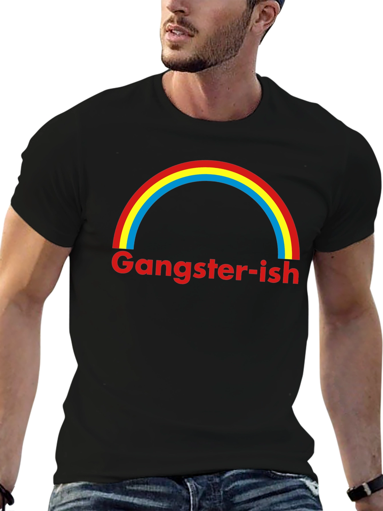 Gangster-ish Rainbow Graphic Tee - Trendy Style
