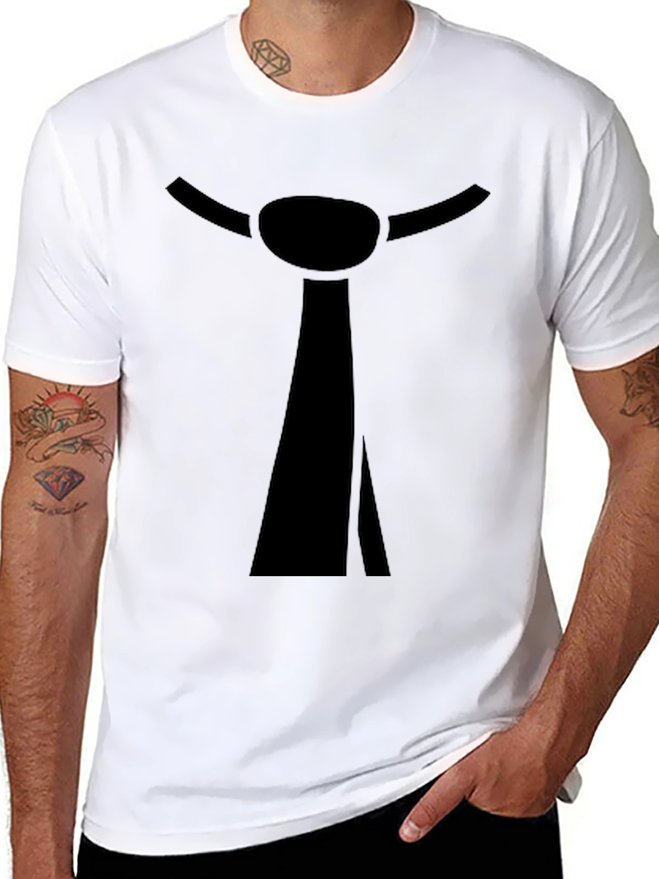 Funny Tie Graphic Black T-Shirt