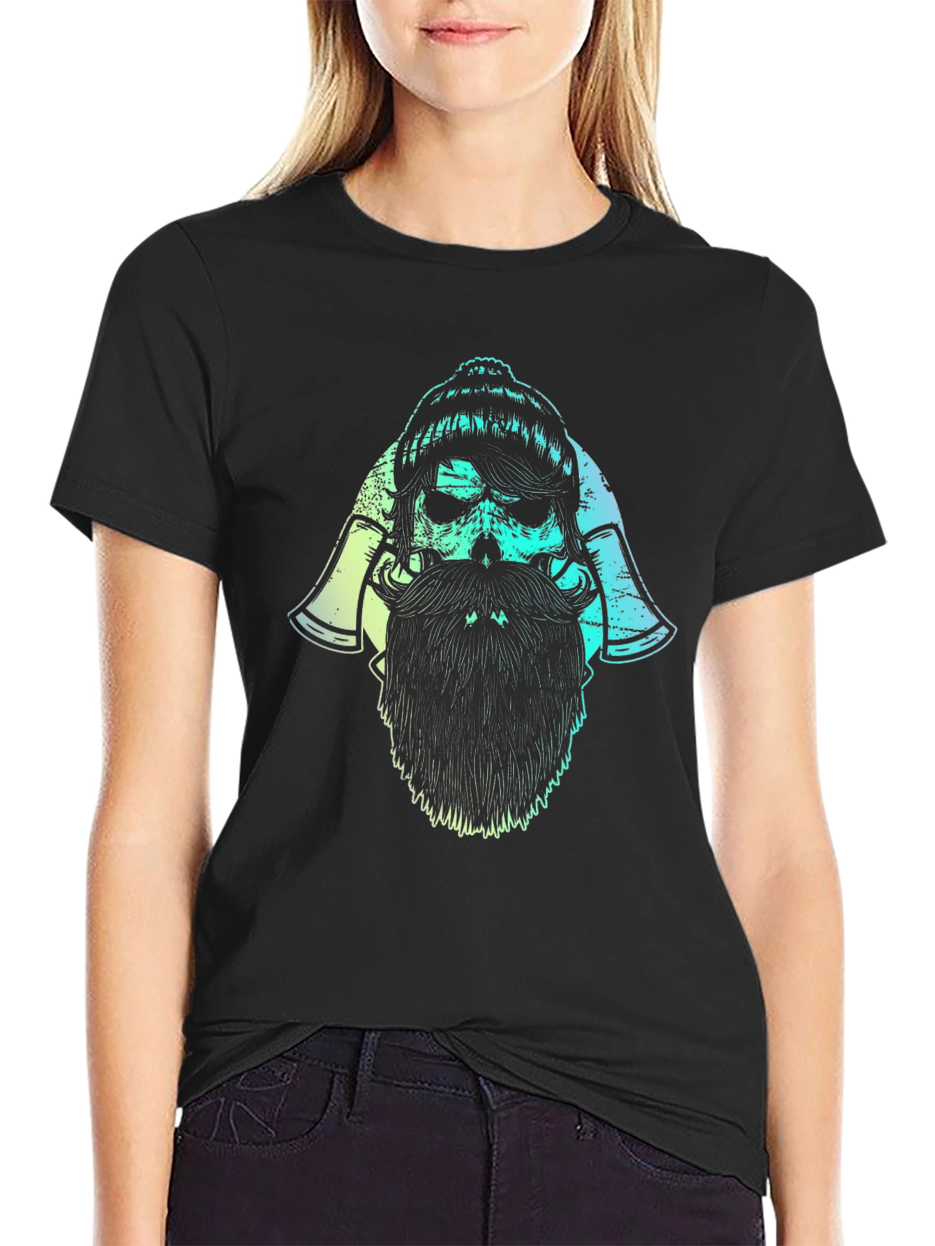 Lumberjack Skull Graphic Tee - Black Cotton Blend