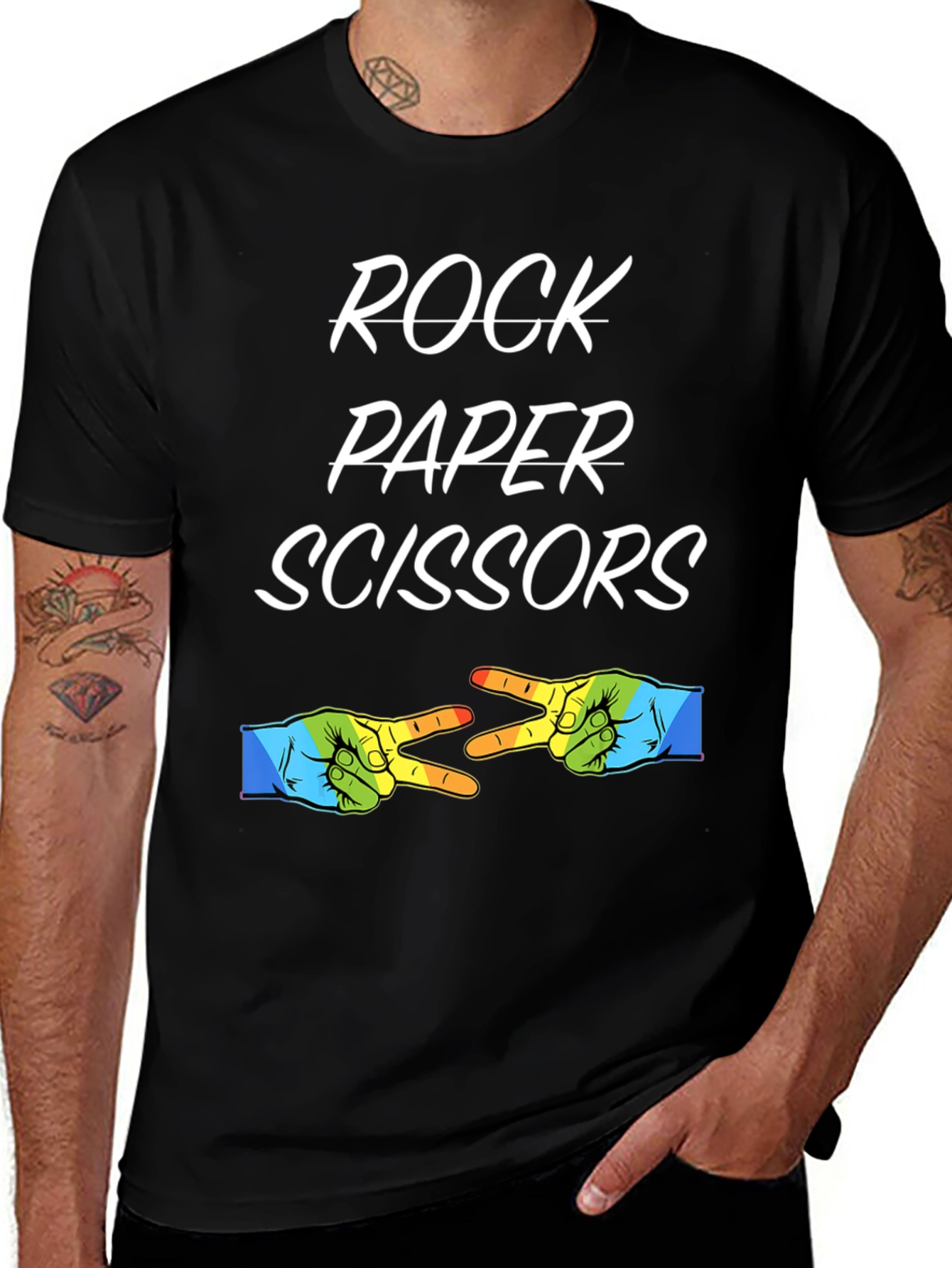 Rock Paper Scissors T-Shirt - Novelty Graphic Tee