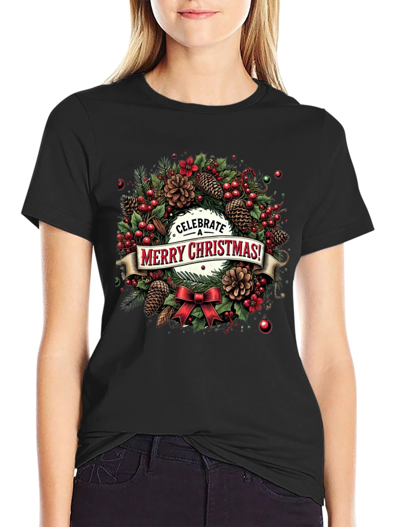 Merry Christmas Wreath T-Shirt