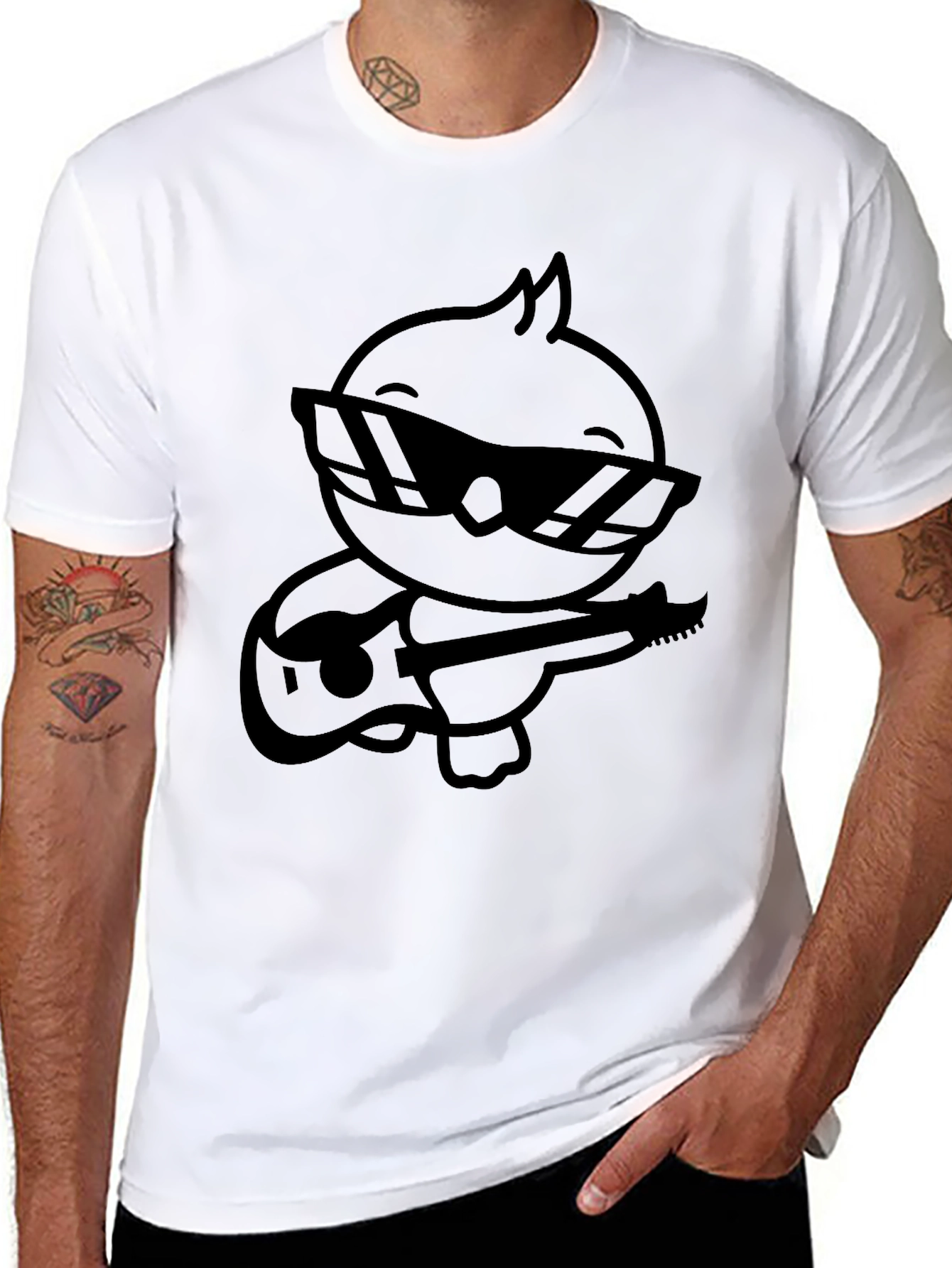 Cool Chick Guitar Player Black T-Shirt