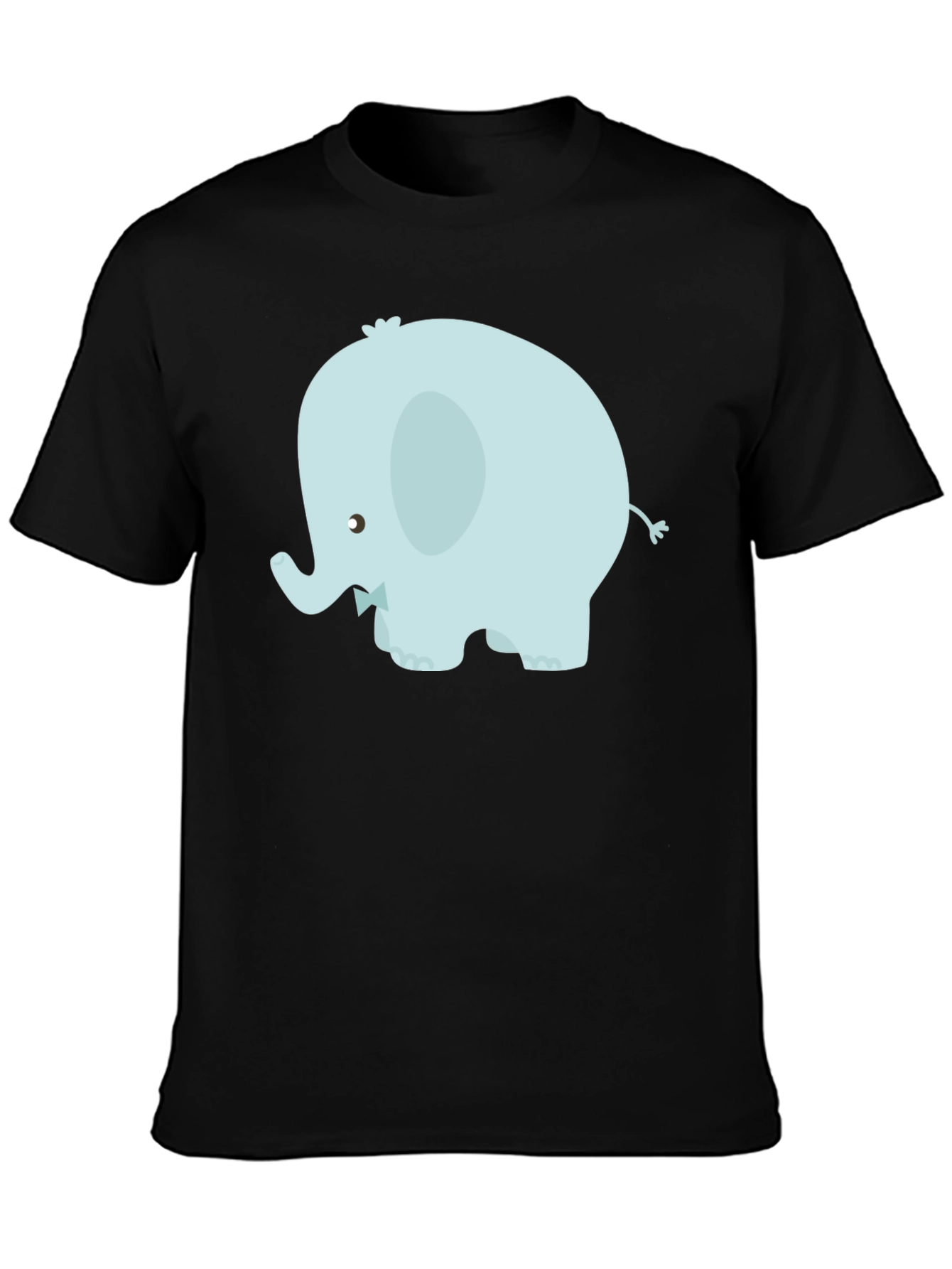 Cute Elephant Graphic Tee - Black Cotton Blend