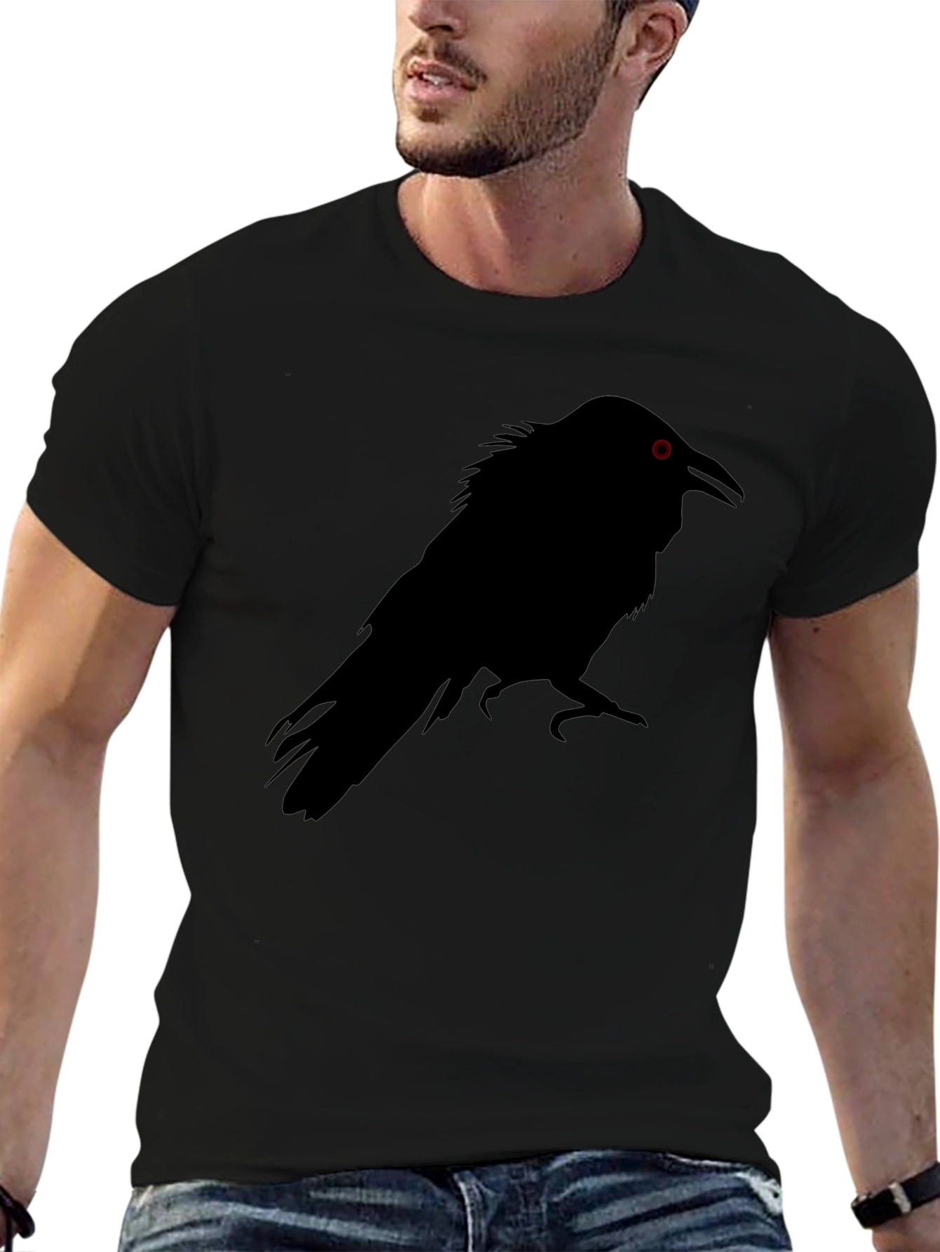 Raven Silhouette Graphic Tee - Mens Black T-Shirt