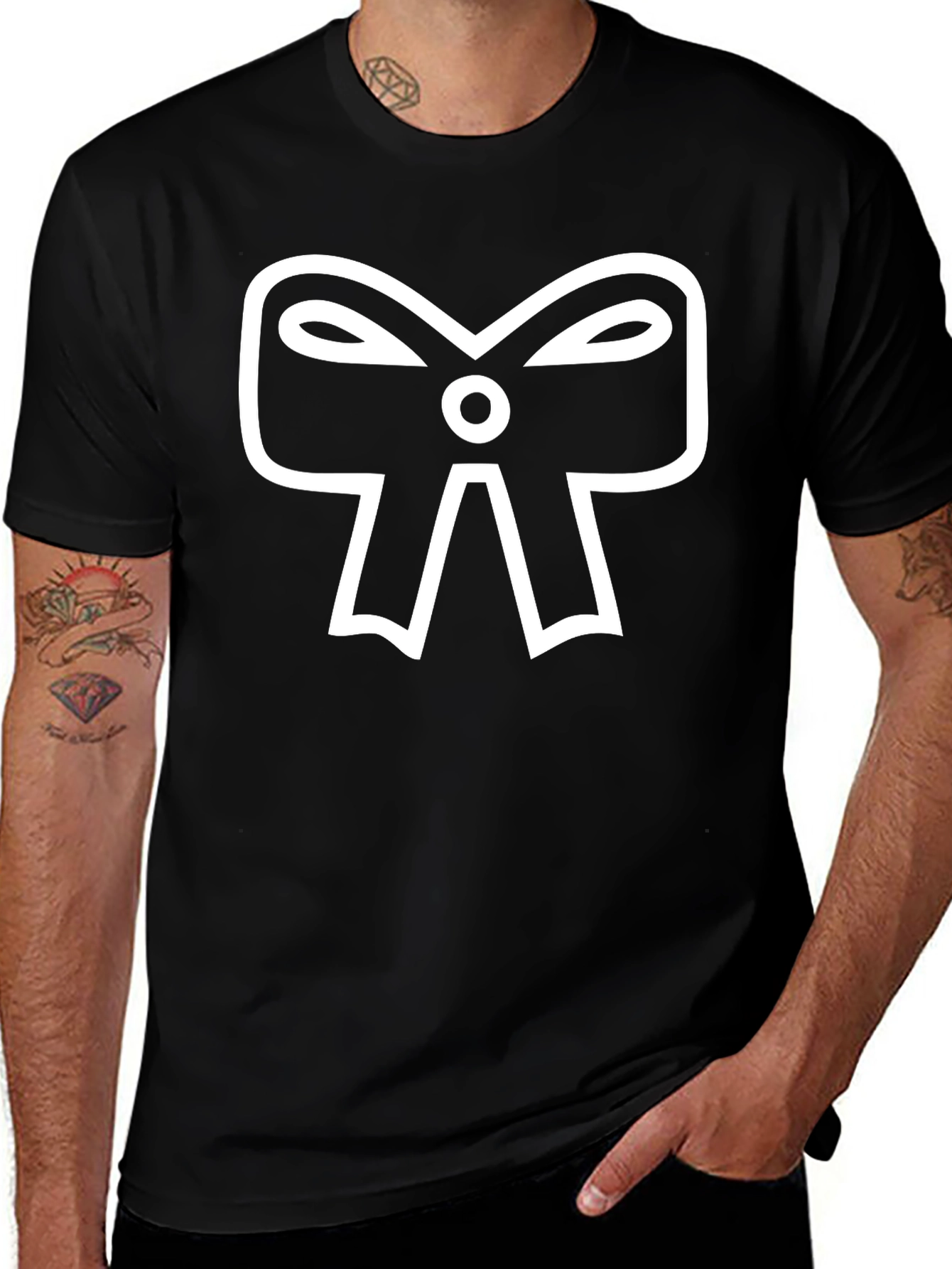 Bow Graphic Black Tee Shirt