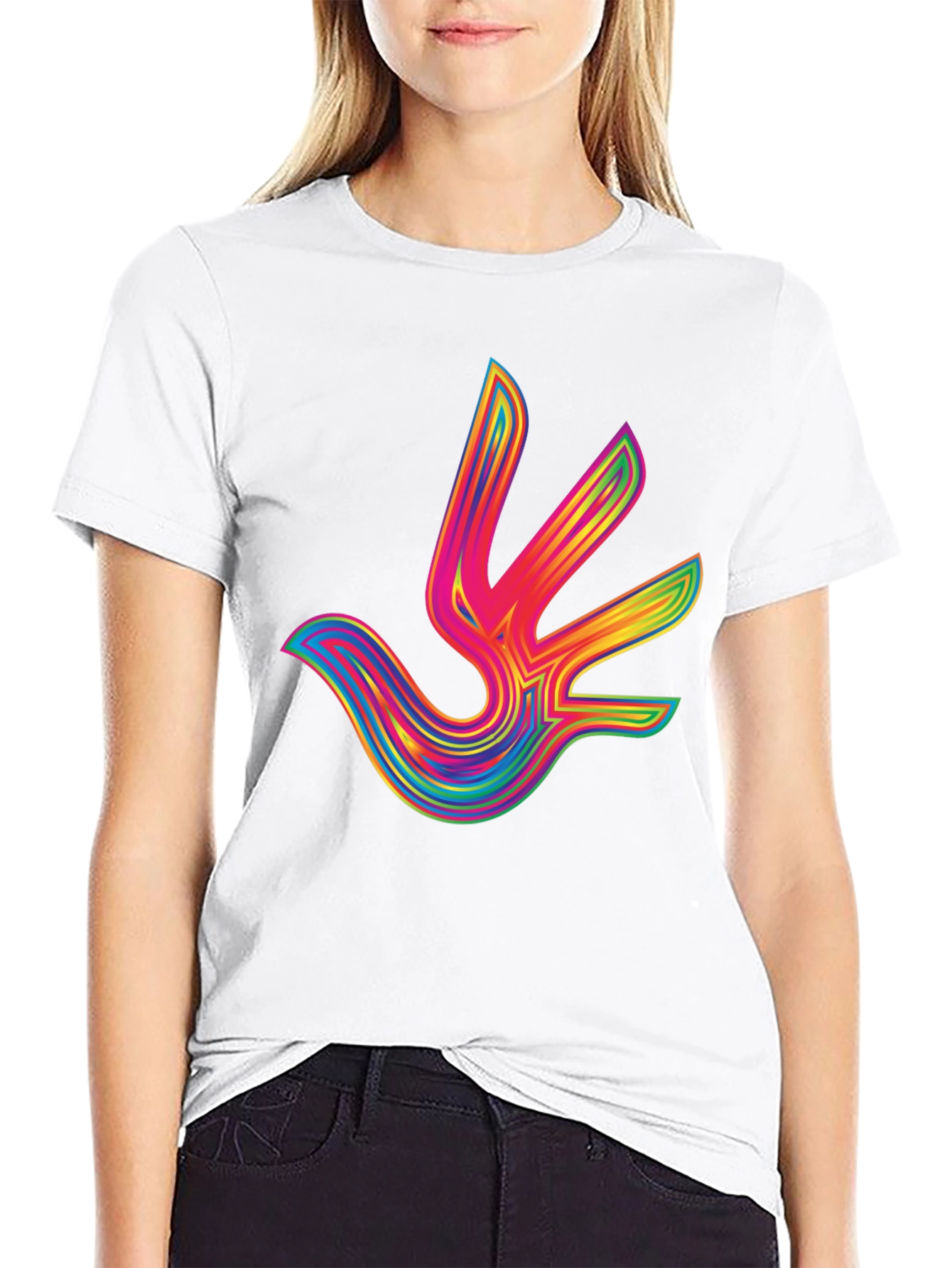 Rainbow Bird Graphic Tee - Modern Style