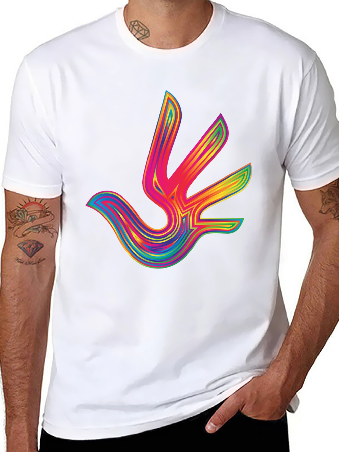 Rainbow Bird Graphic Tee - Modern Style