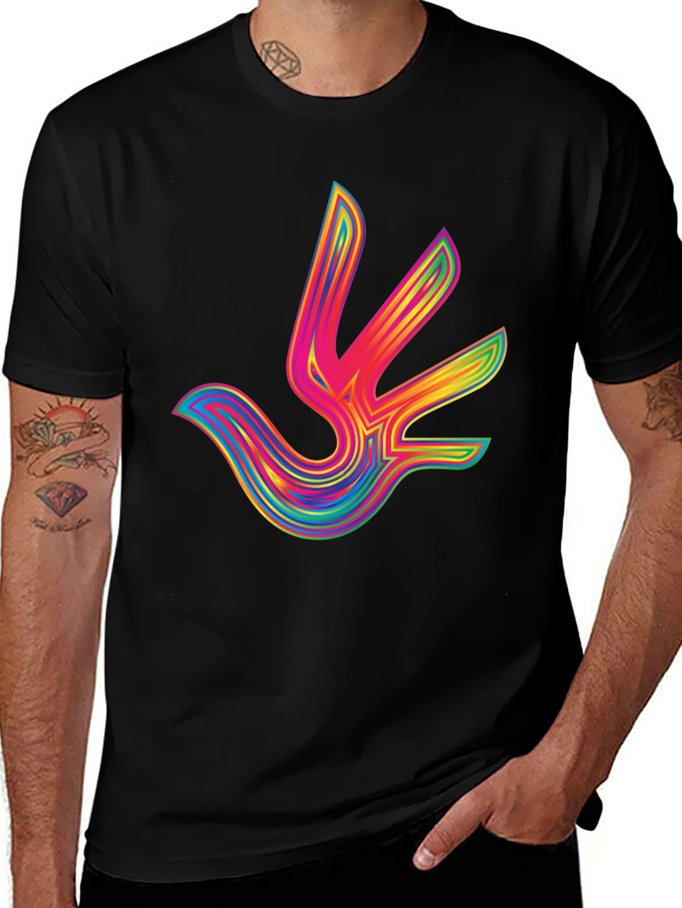 Rainbow Bird Graphic Tee - Modern Style