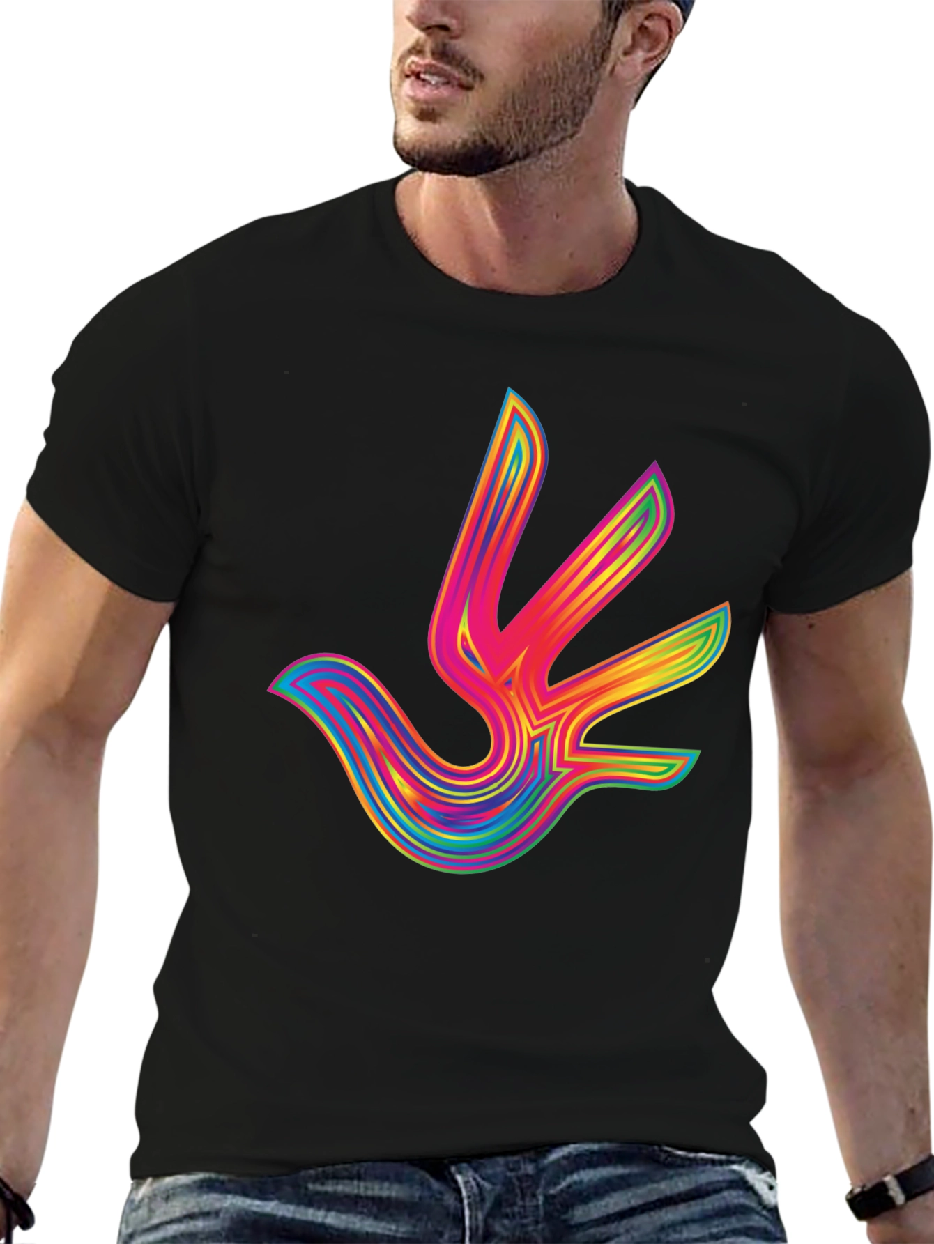 Rainbow Bird Graphic Tee - Modern Style
