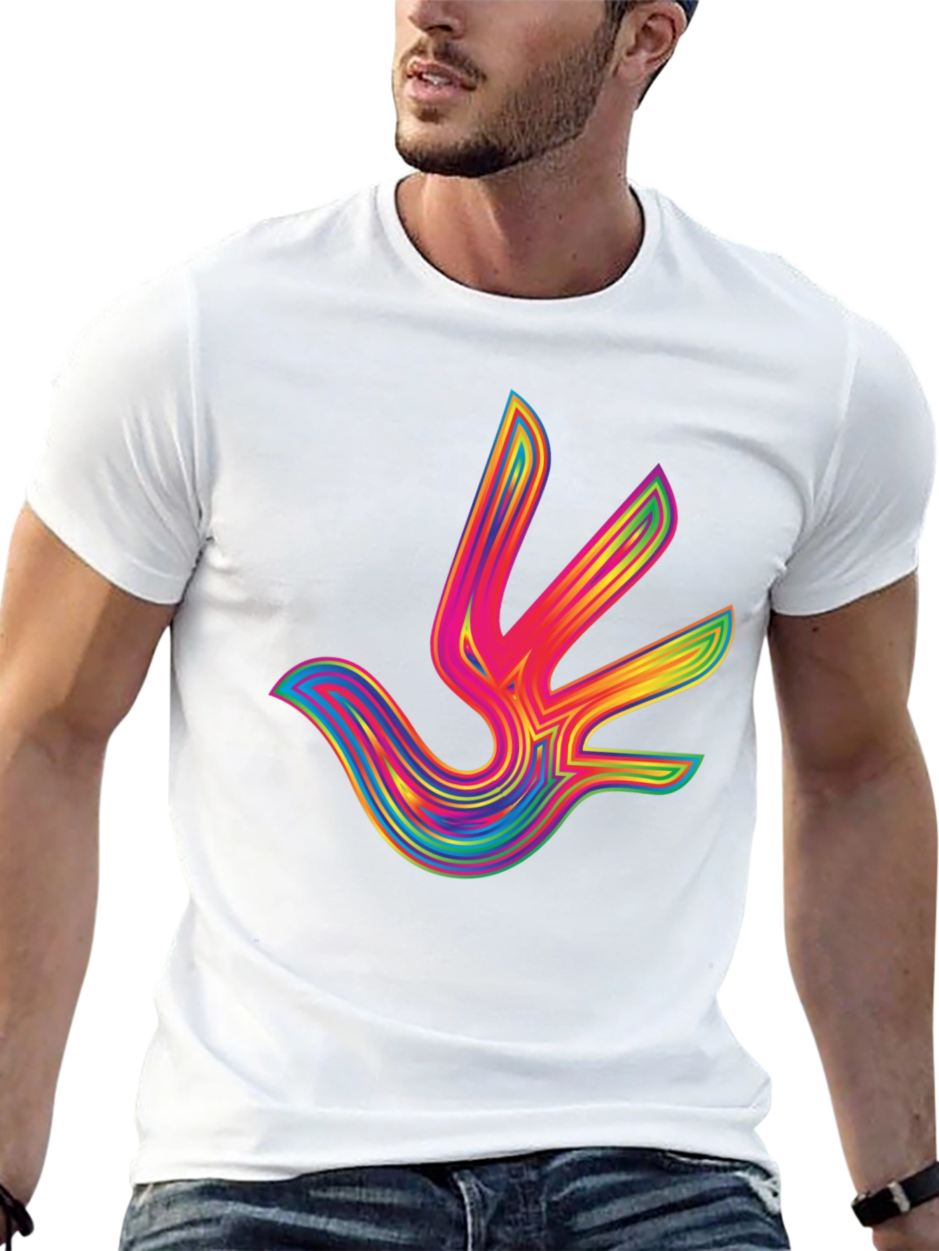 Rainbow Bird Graphic Tee - Modern Style