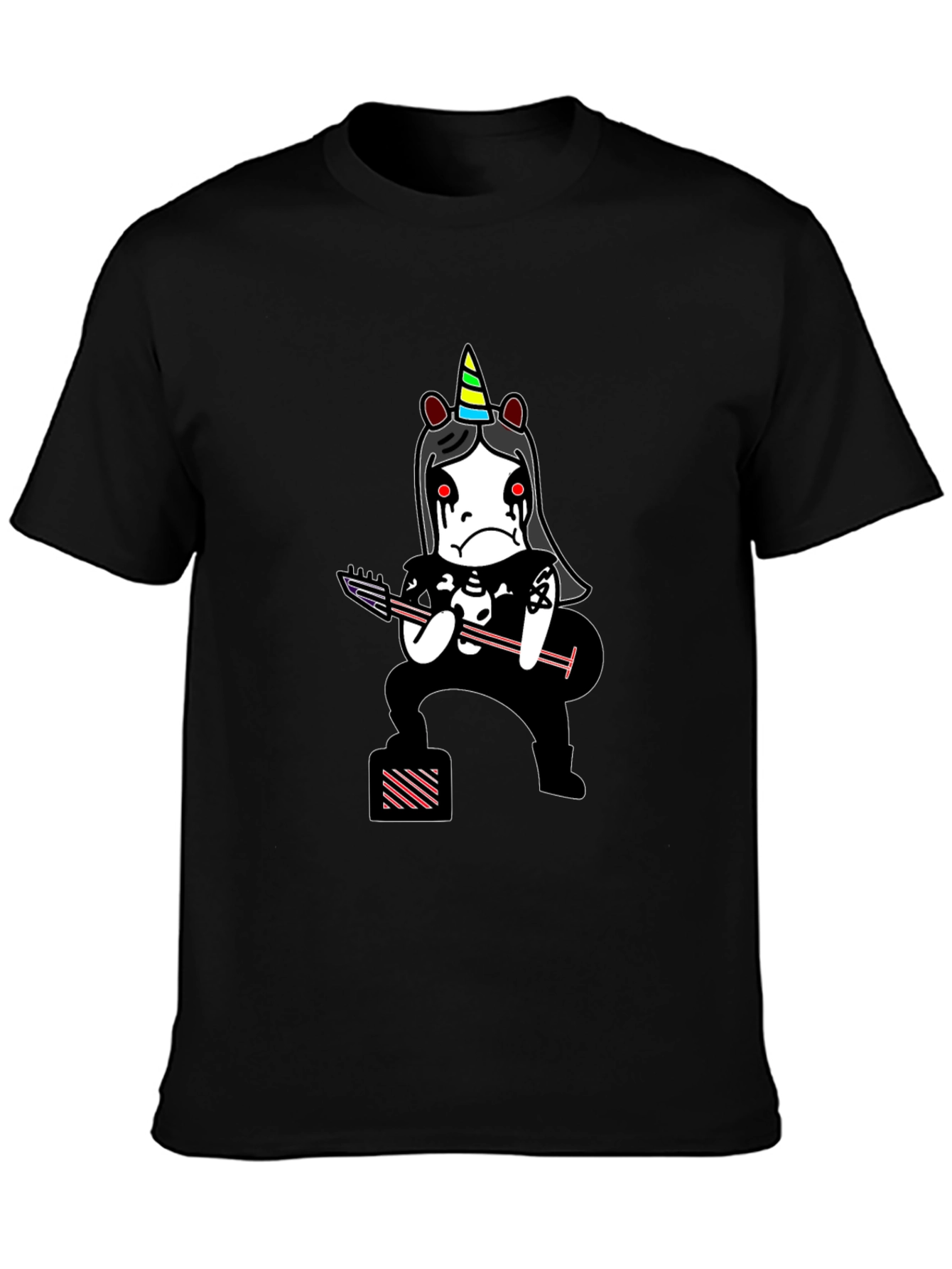 Emo Unicorn Guitarist Black T-Shirt