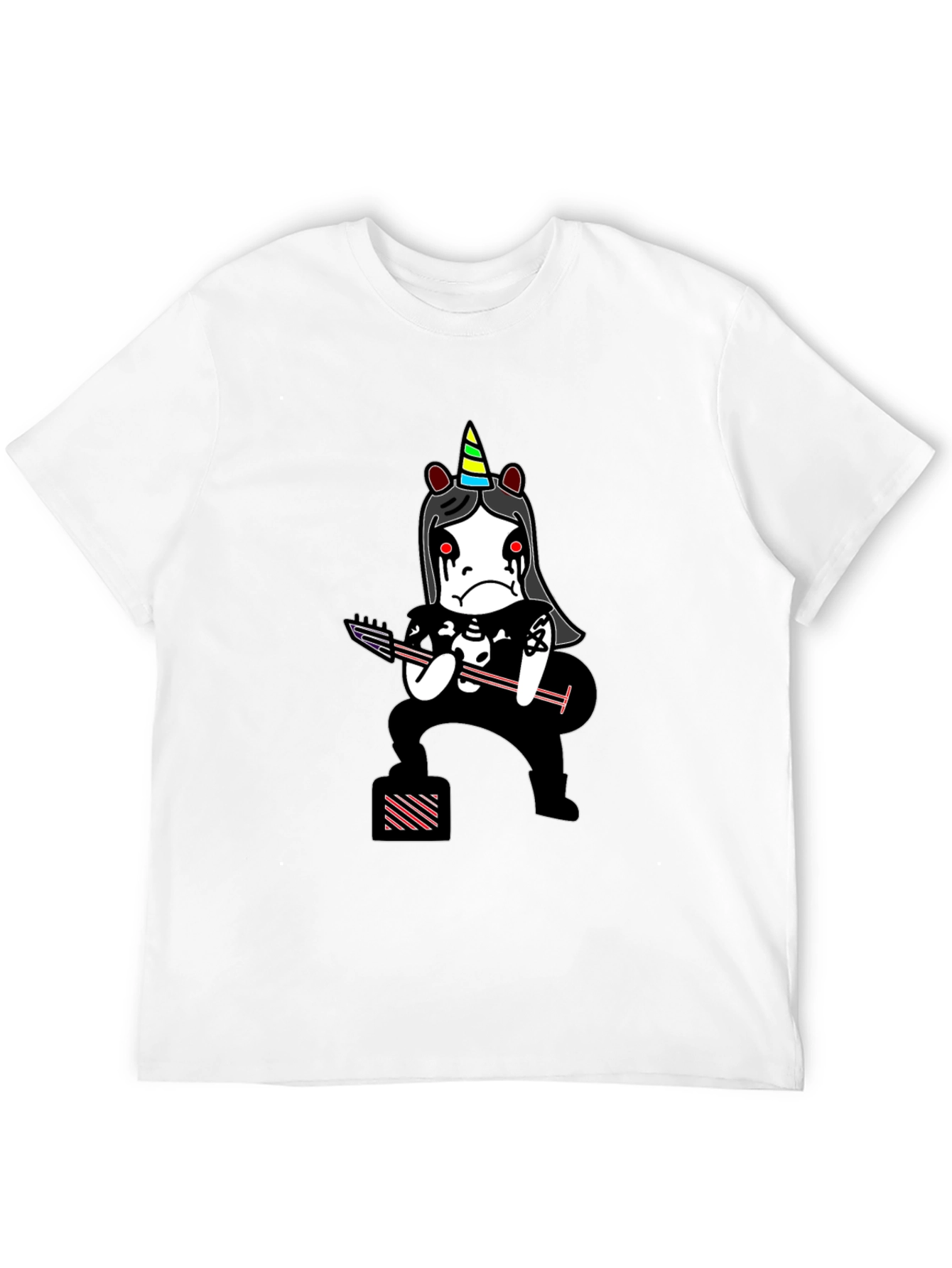 Emo Unicorn Guitarist Black T-Shirt