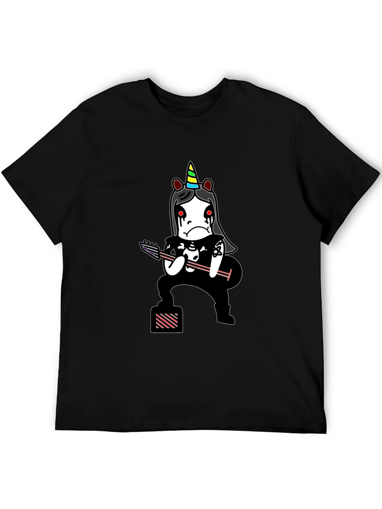 Emo Unicorn Guitarist Black T-Shirt