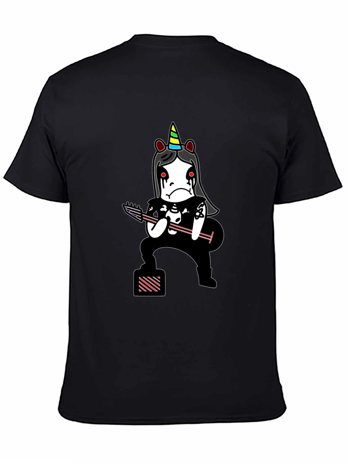 Emo Unicorn Guitarist Black T-Shirt