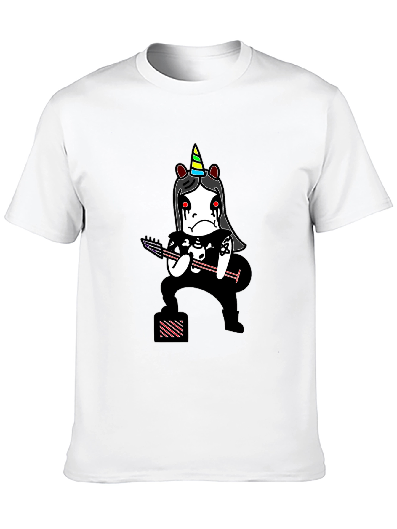 Emo Unicorn Guitarist Black T-Shirt