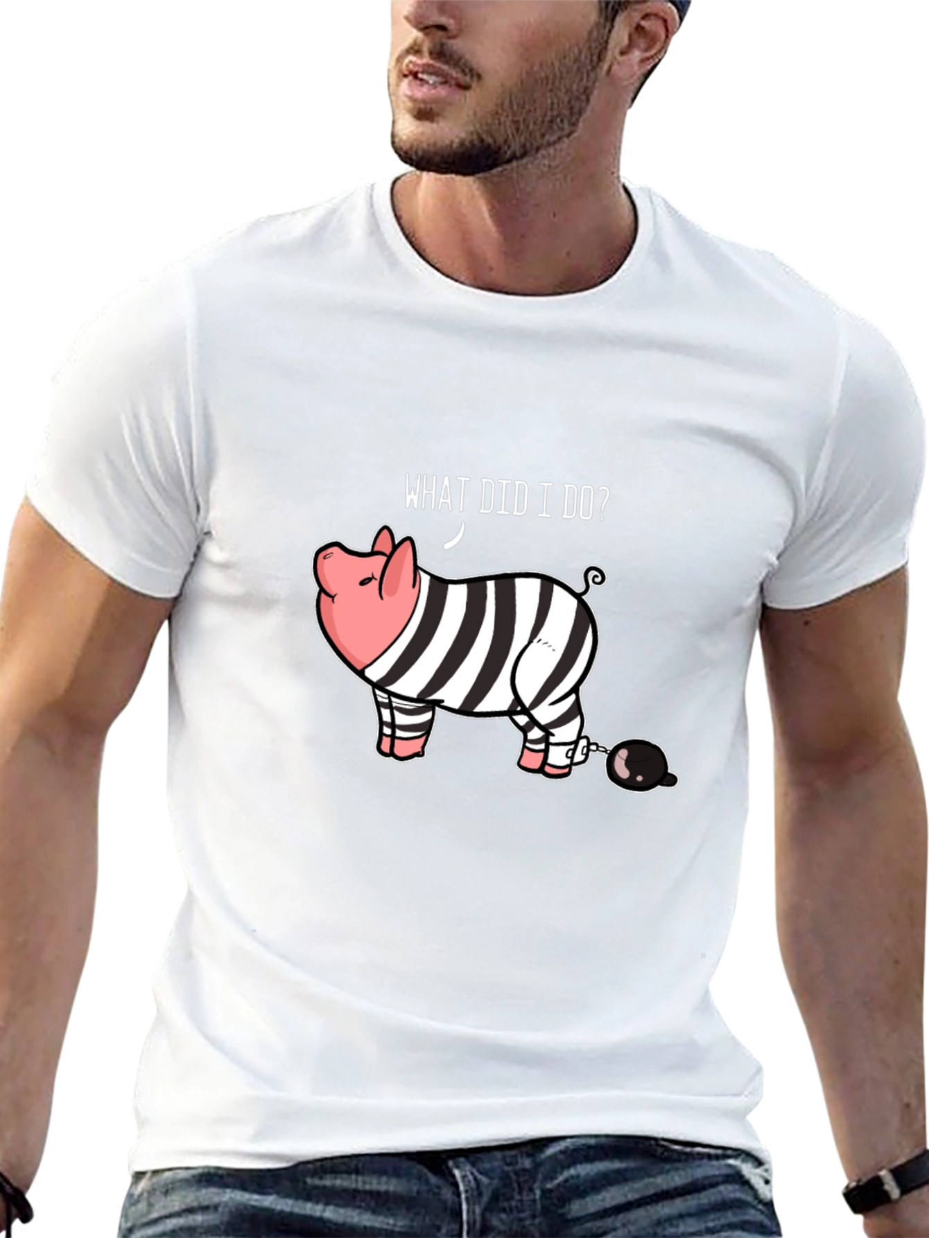 Funny What Did I Do? Pig in Jail T-Shirt