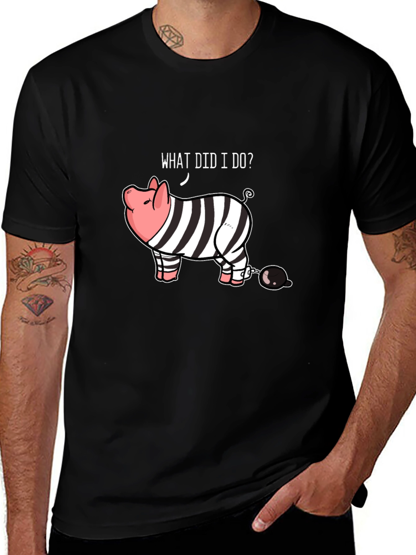 Funny What Did I Do? Pig in Jail T-Shirt