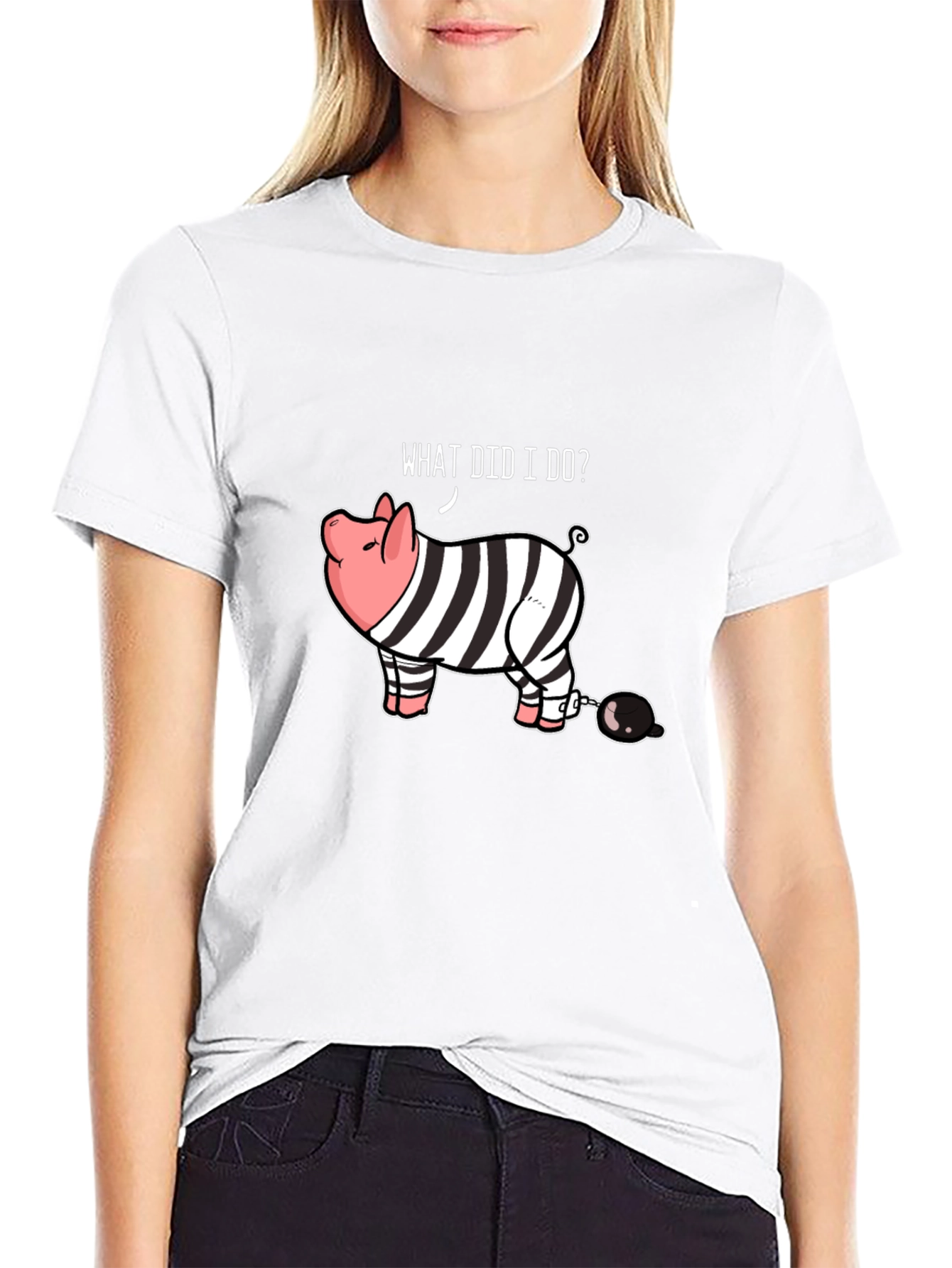 Funny What Did I Do? Pig in Jail T-Shirt