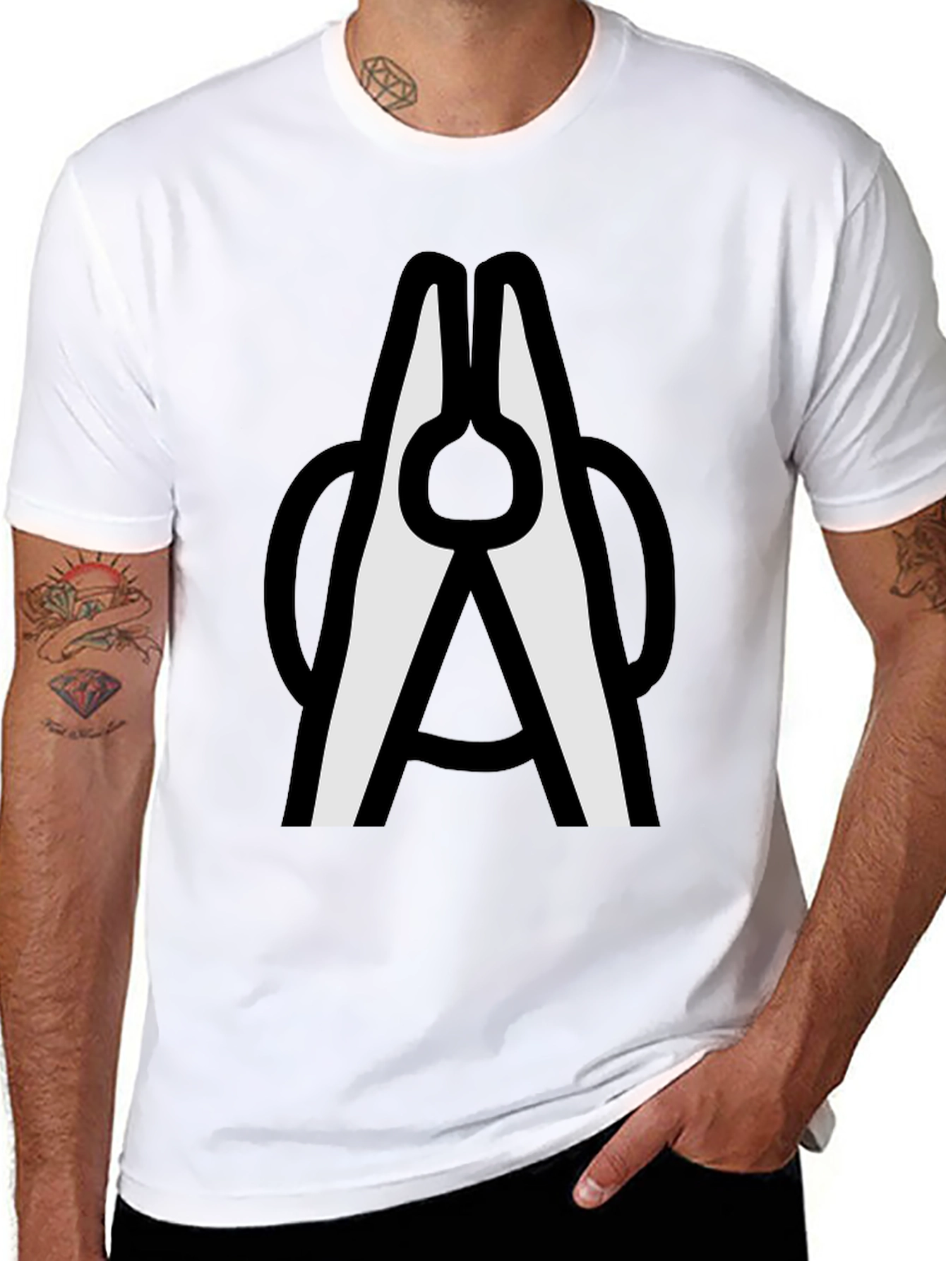 Clothespin Graphic T-Shirt - Modern Crew Neck Tee