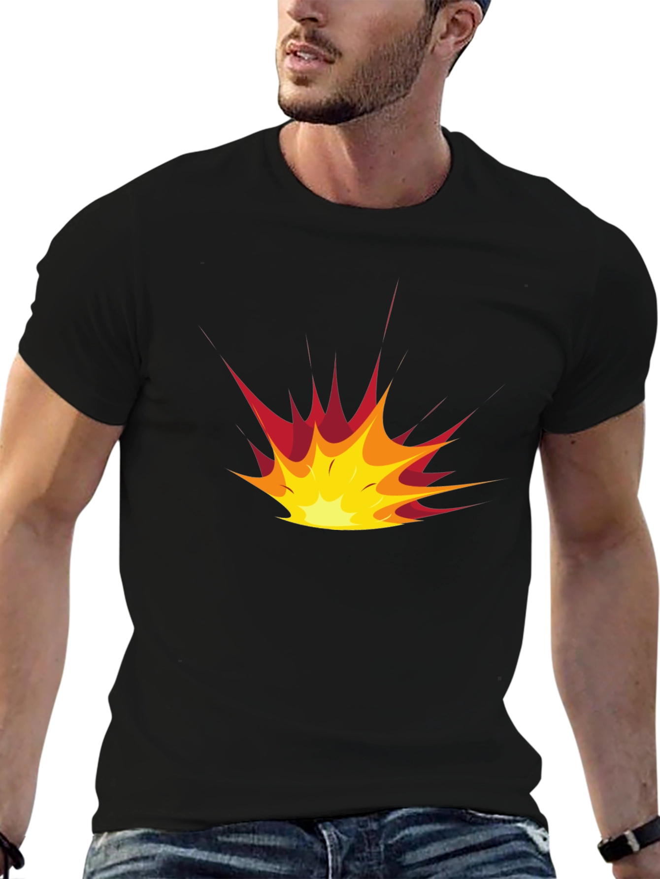 Explosion Graphic Black T-Shirt - Casual Style