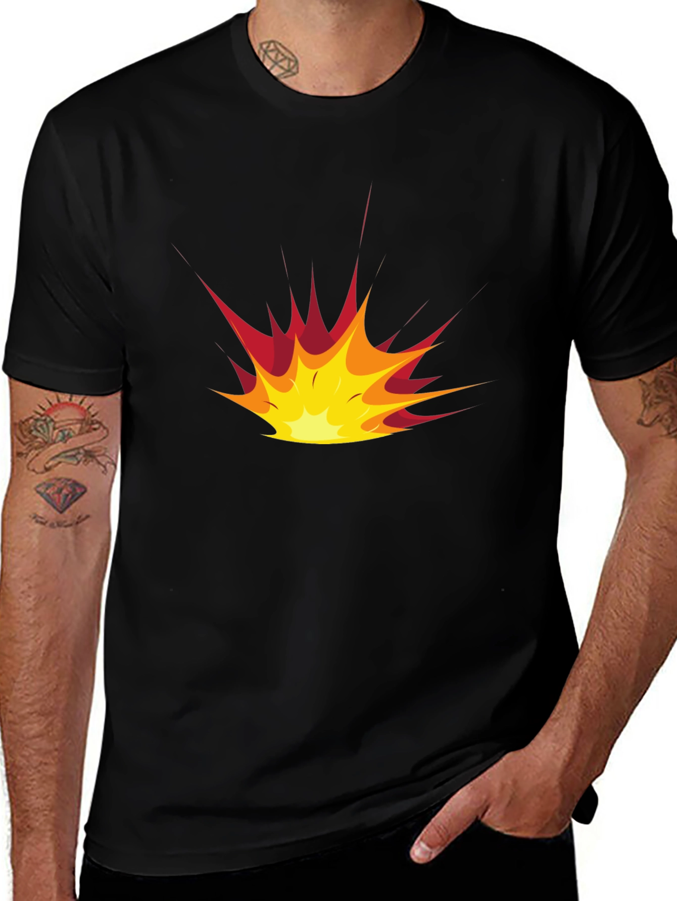 Explosion Graphic Black T-Shirt - Casual Style