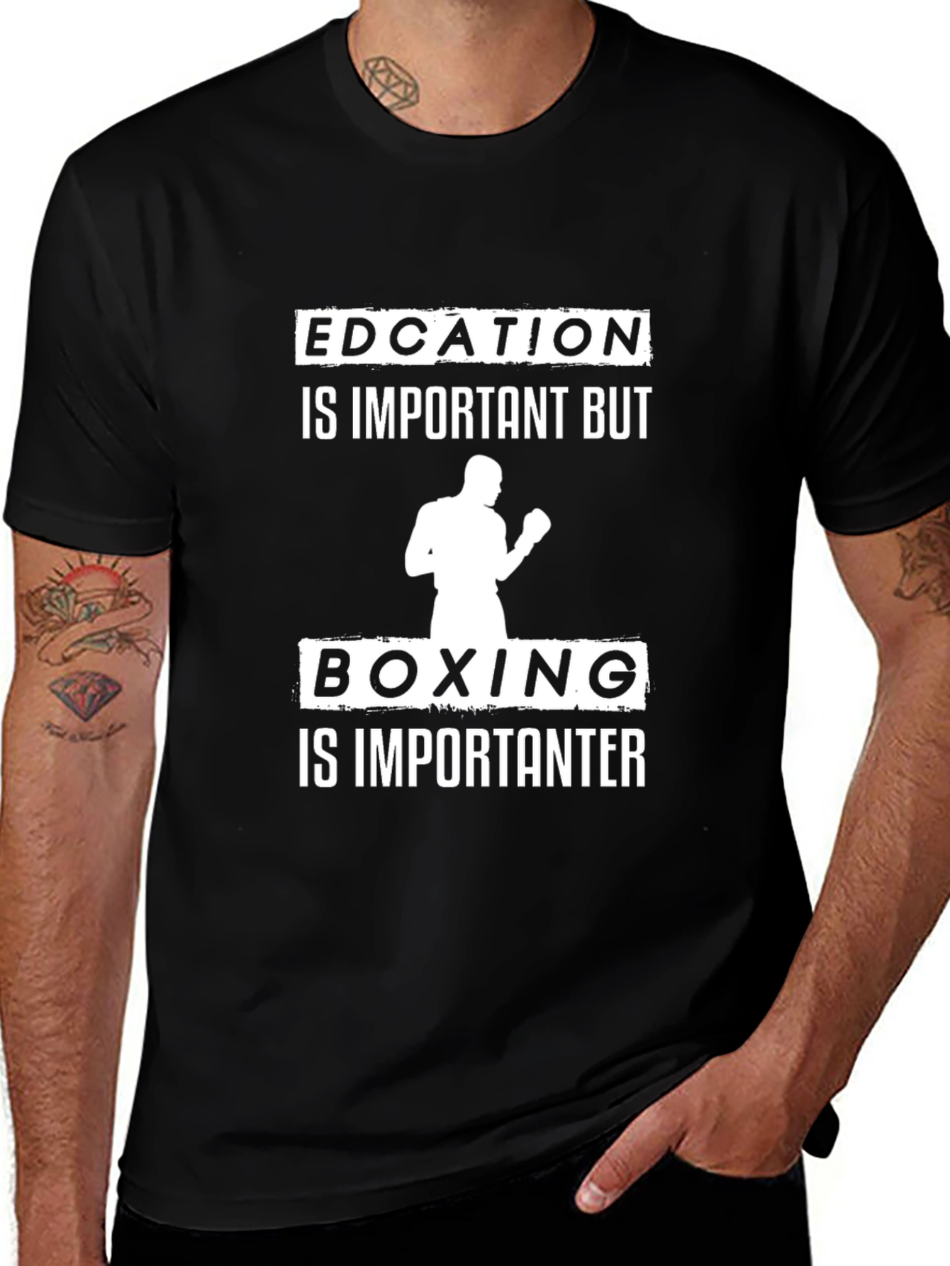Education vs Boxing Funny T-Shirt