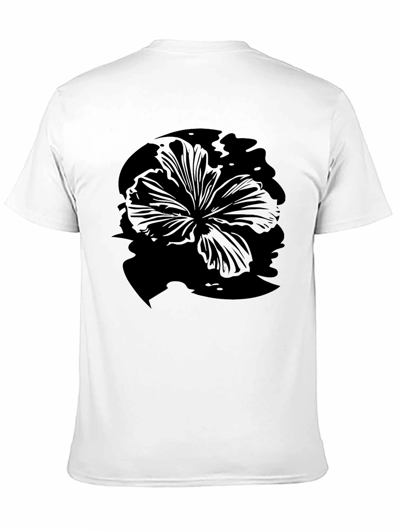 Mens Black Hibiscus Flower Graphic T-Shirt