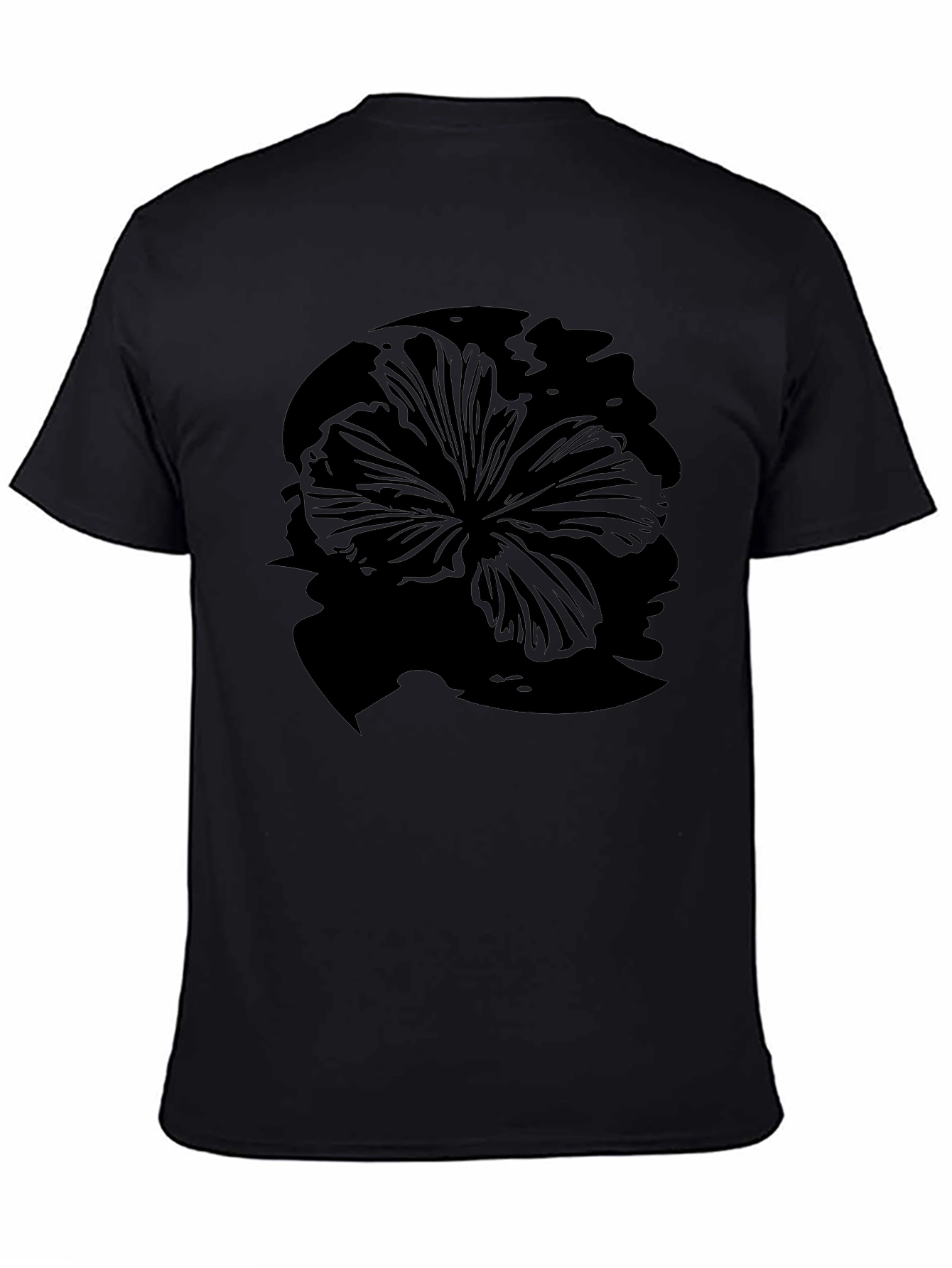 Mens Black Hibiscus Flower Graphic T-Shirt