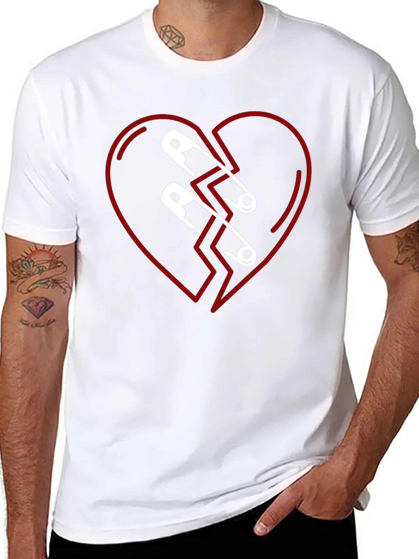 Mended Heart Graphic Tee - Black Cotton T-Shirt