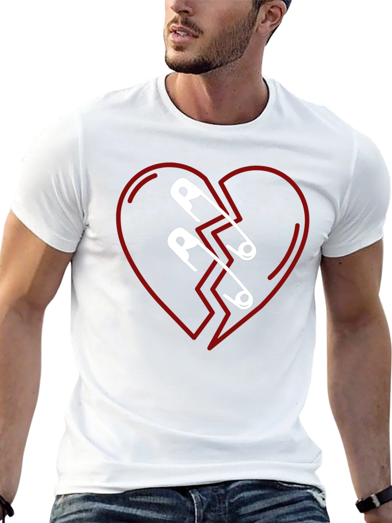 Mended Heart Graphic Tee - Black Cotton T-Shirt