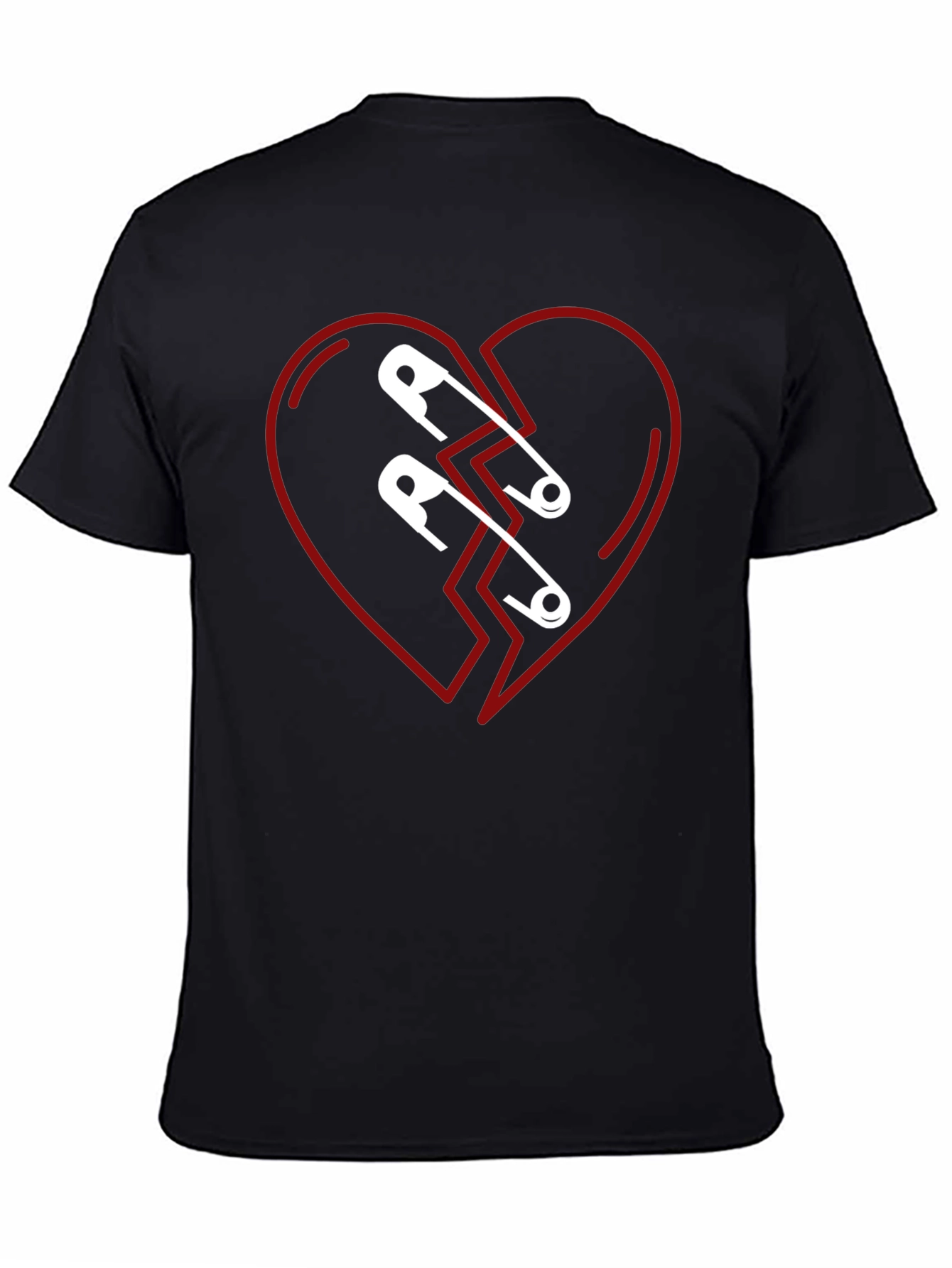 Mended Heart Graphic Tee - Black Cotton T-Shirt