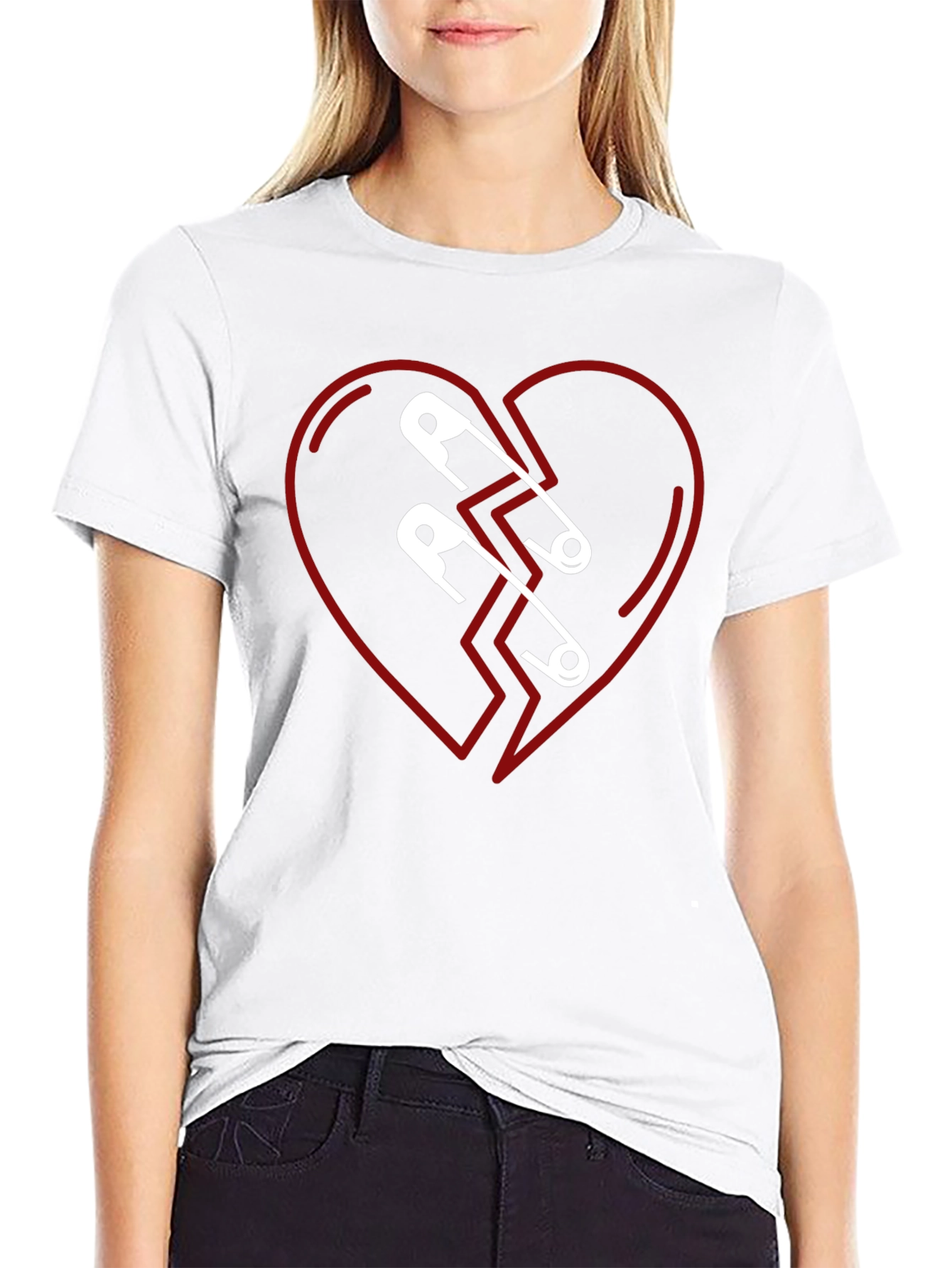 Mended Heart Graphic Tee - Black Cotton T-Shirt