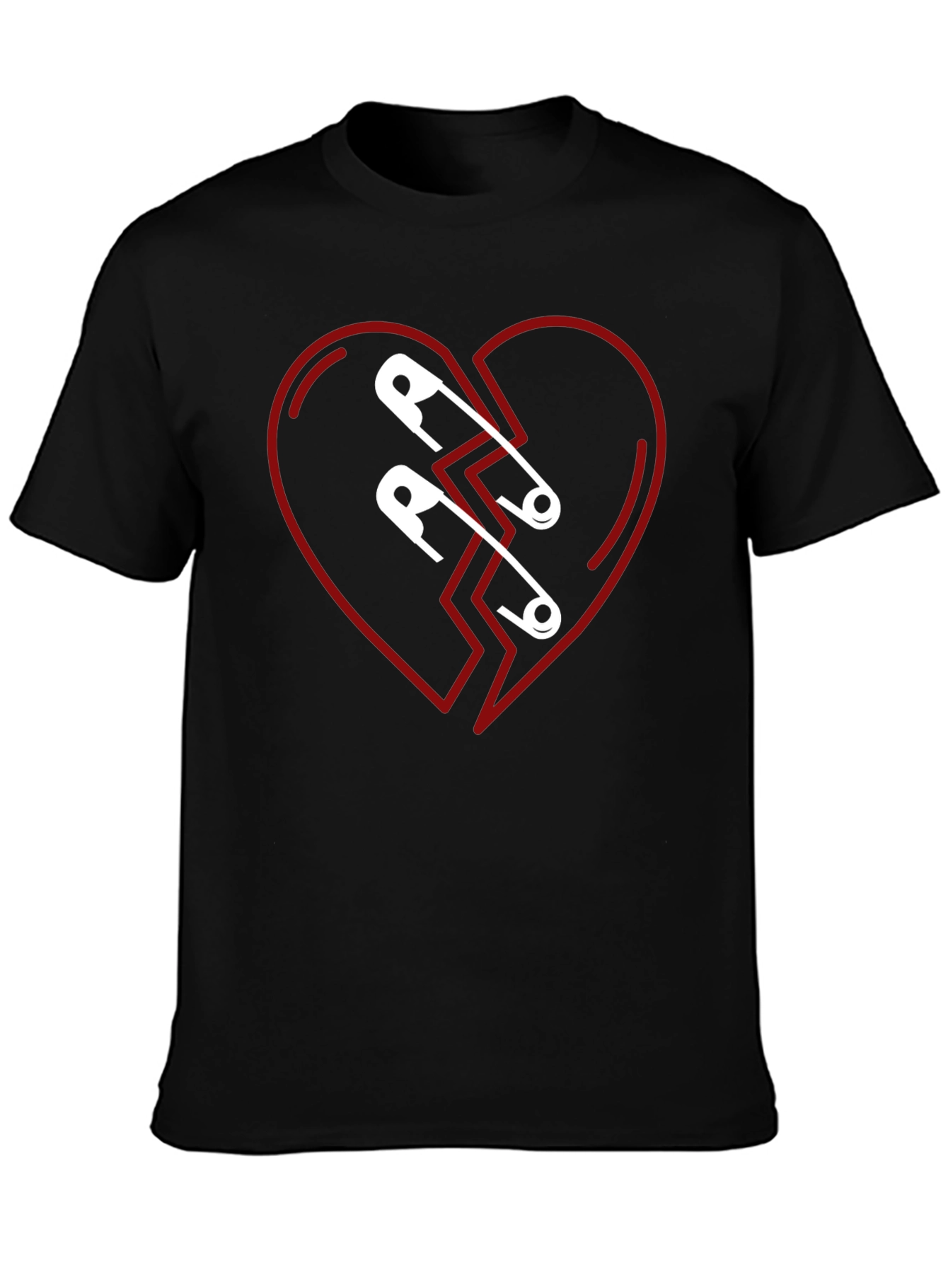 Mended Heart Graphic Tee - Black Cotton T-Shirt
