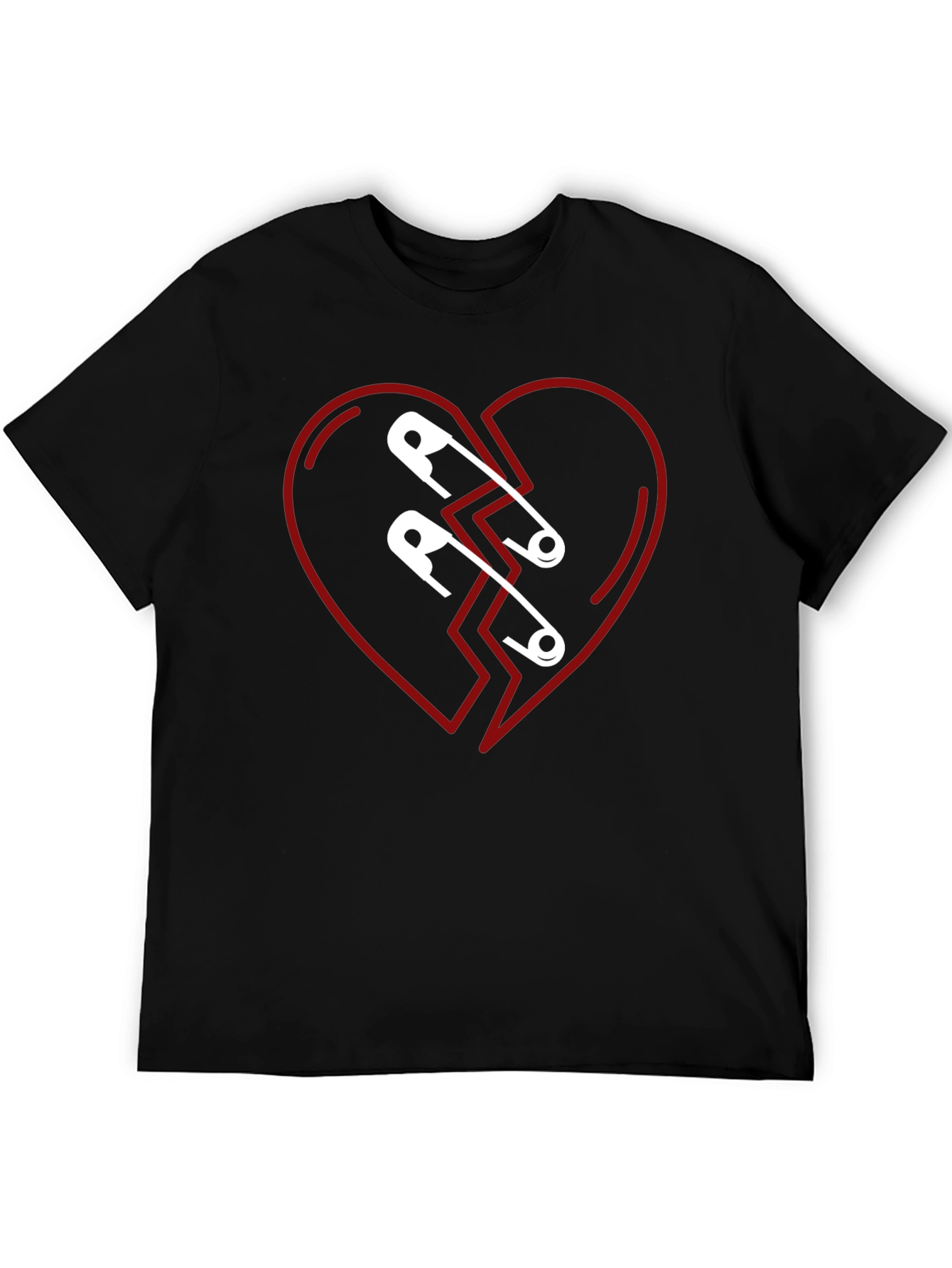 Mended Heart Graphic Tee - Black Cotton T-Shirt