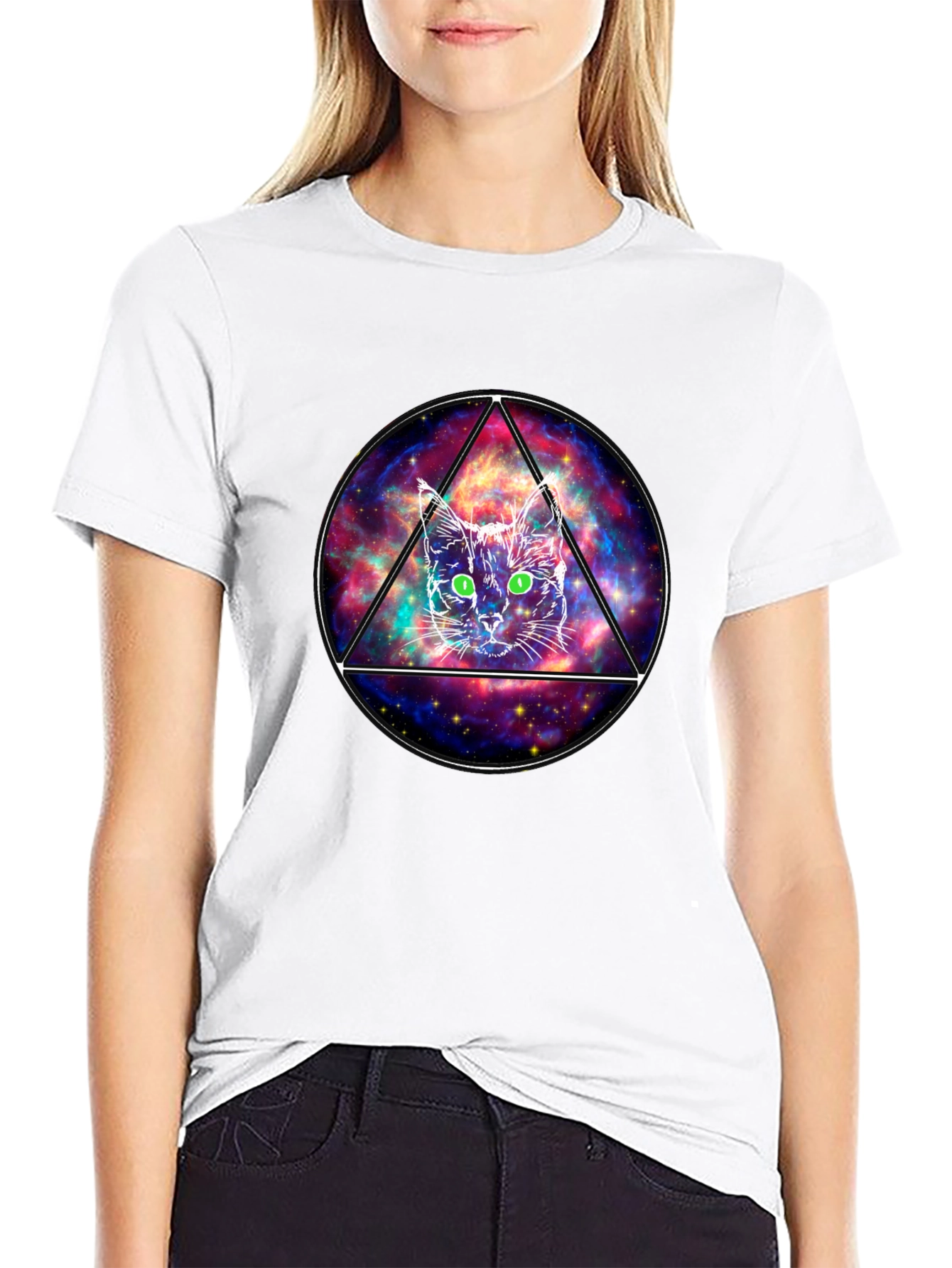 Cosmic Cat Graphic T-Shirt - Galaxy Design Tee