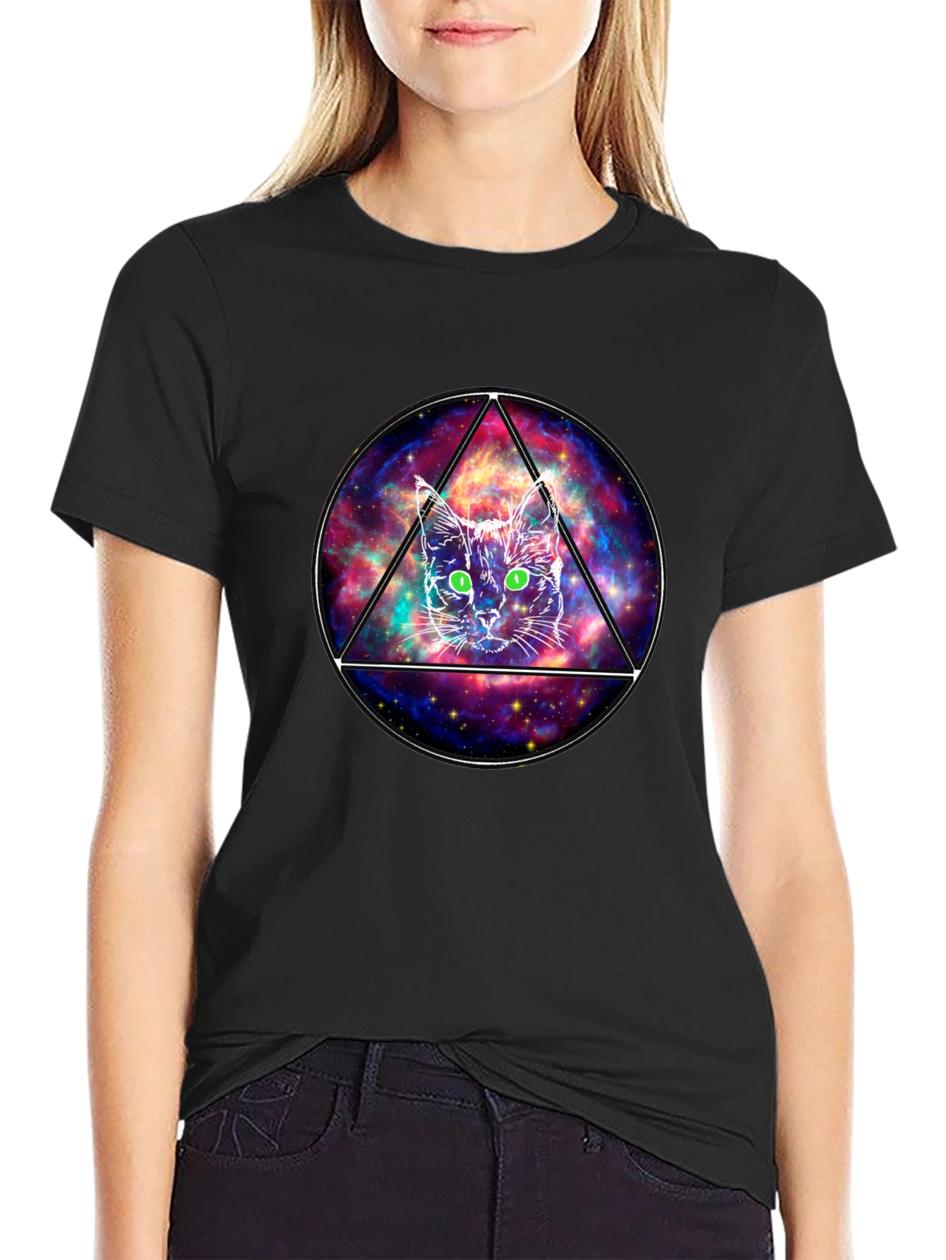 Cosmic Cat Graphic T-Shirt - Galaxy Design Tee