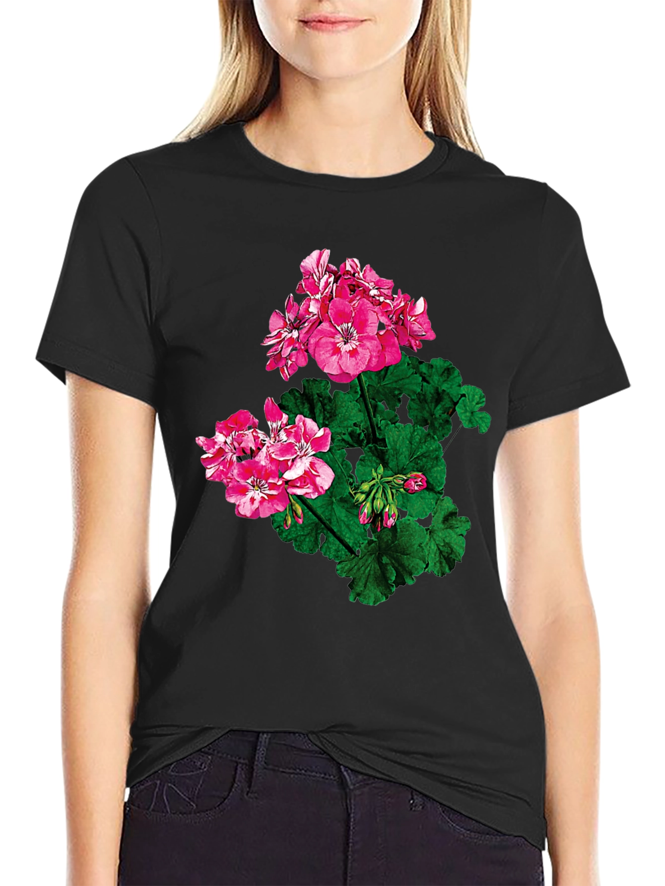 Floral Print Black T-Shirt for Men
