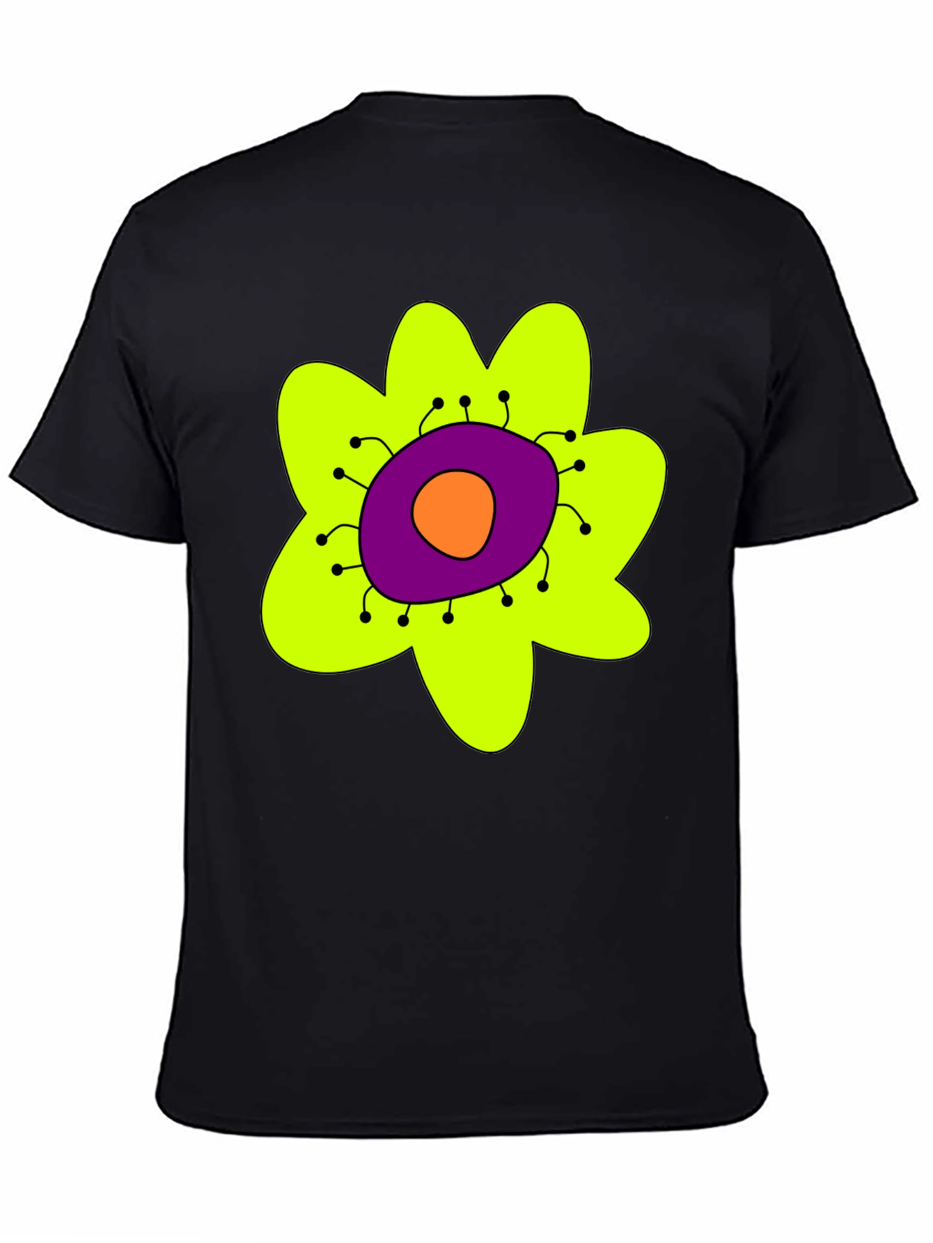 Funky Flower Graphic T-Shirt - Black Tee