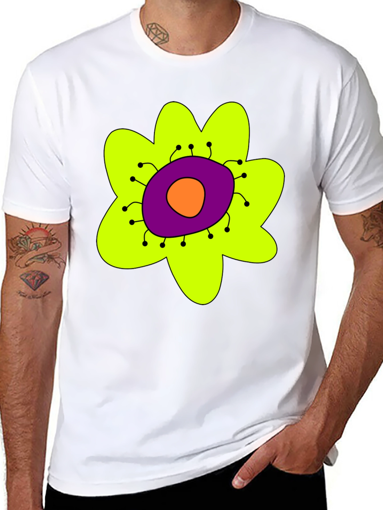 Funky Flower Graphic T-Shirt - Black Tee