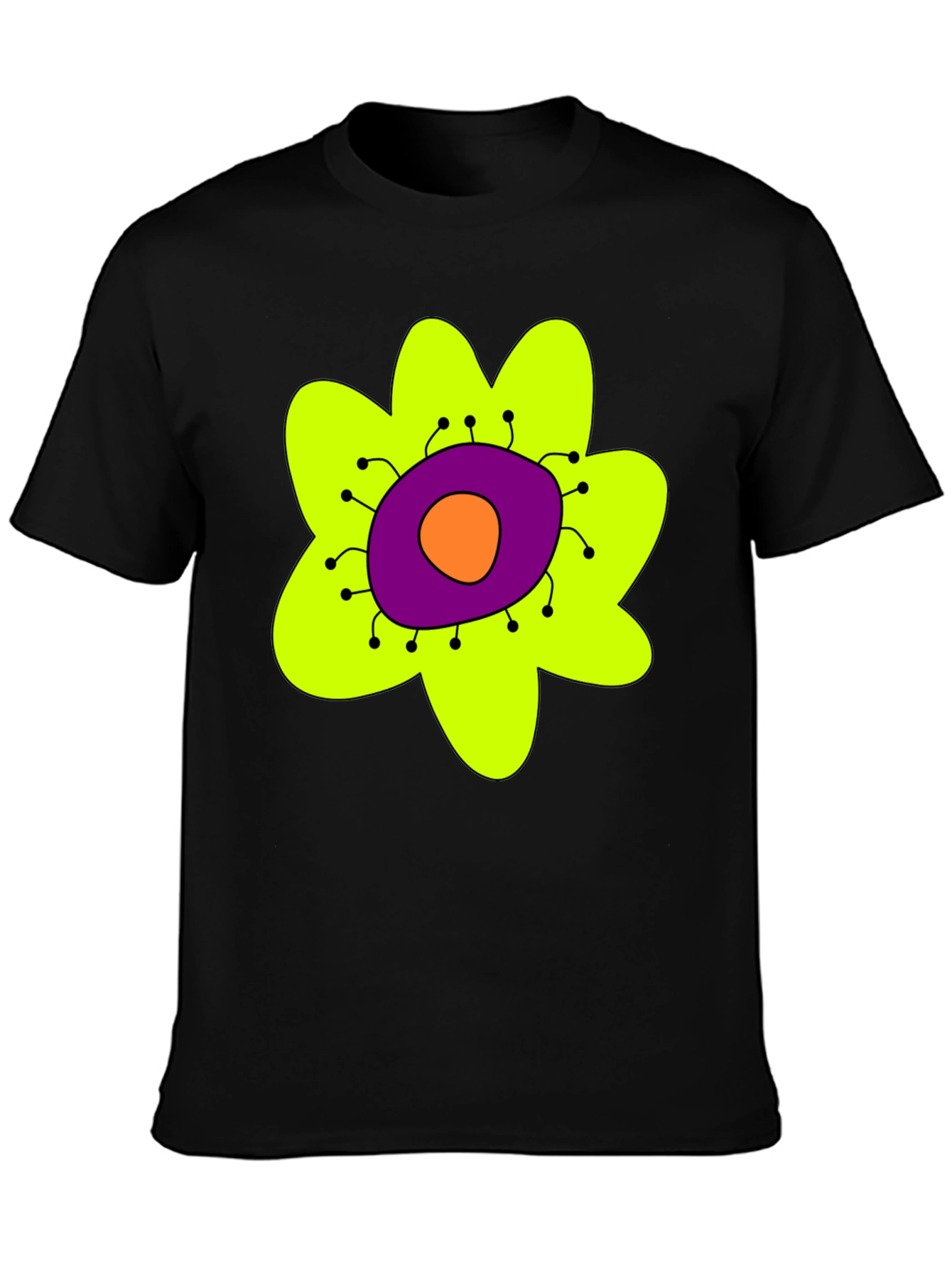 Funky Flower Graphic T-Shirt - Black Tee