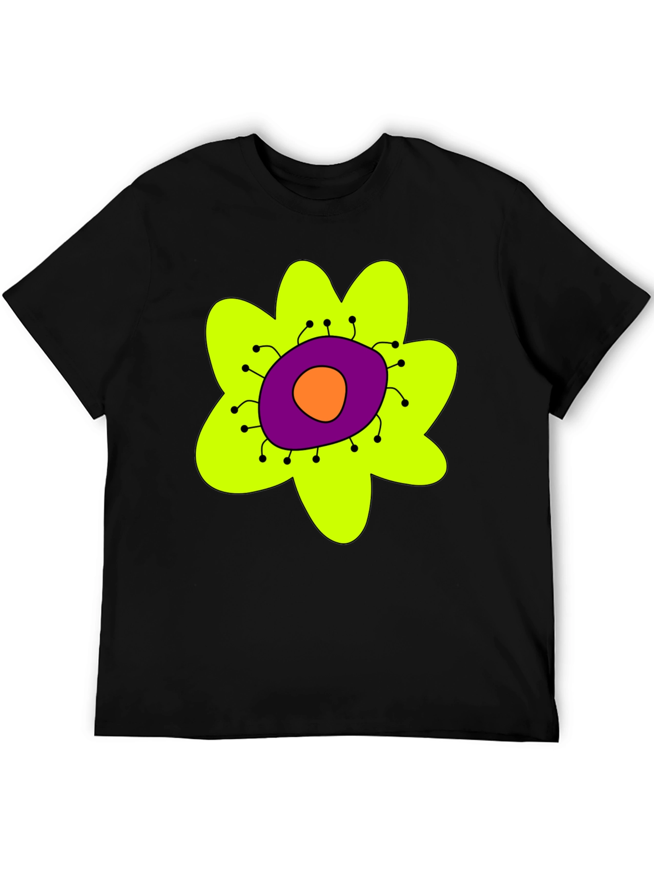Funky Flower Graphic T-Shirt - Black Tee
