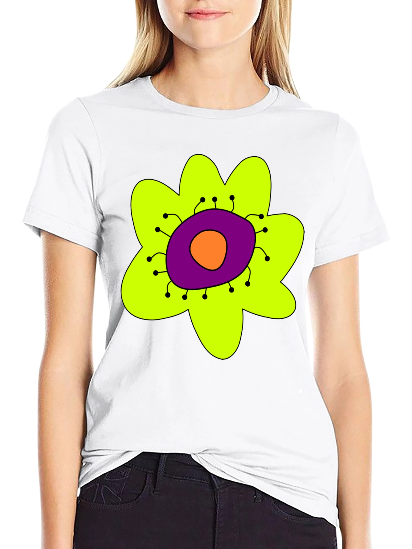 Funky Flower Graphic T-Shirt - Black Tee