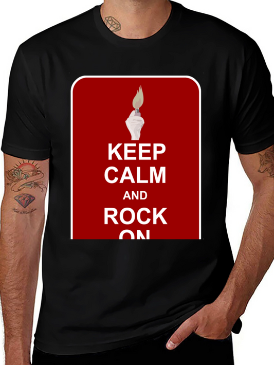 Keep Calm and Rock On T-Shirt - Novelty Graphic Tee