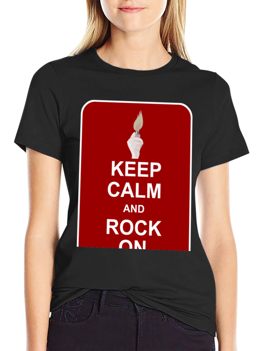 Keep Calm and Rock On T-Shirt - Novelty Graphic Tee