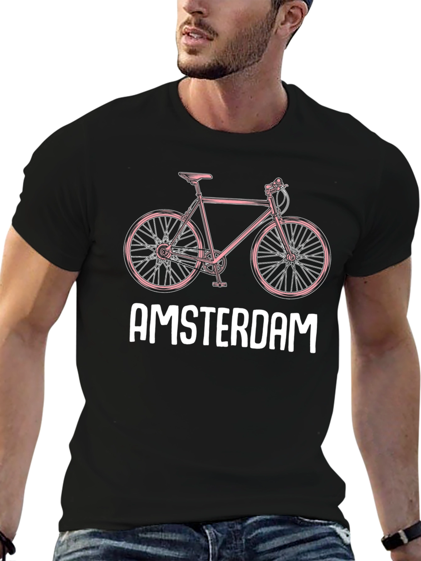 Amsterdam Bicycle T-Shirt - Black Tee