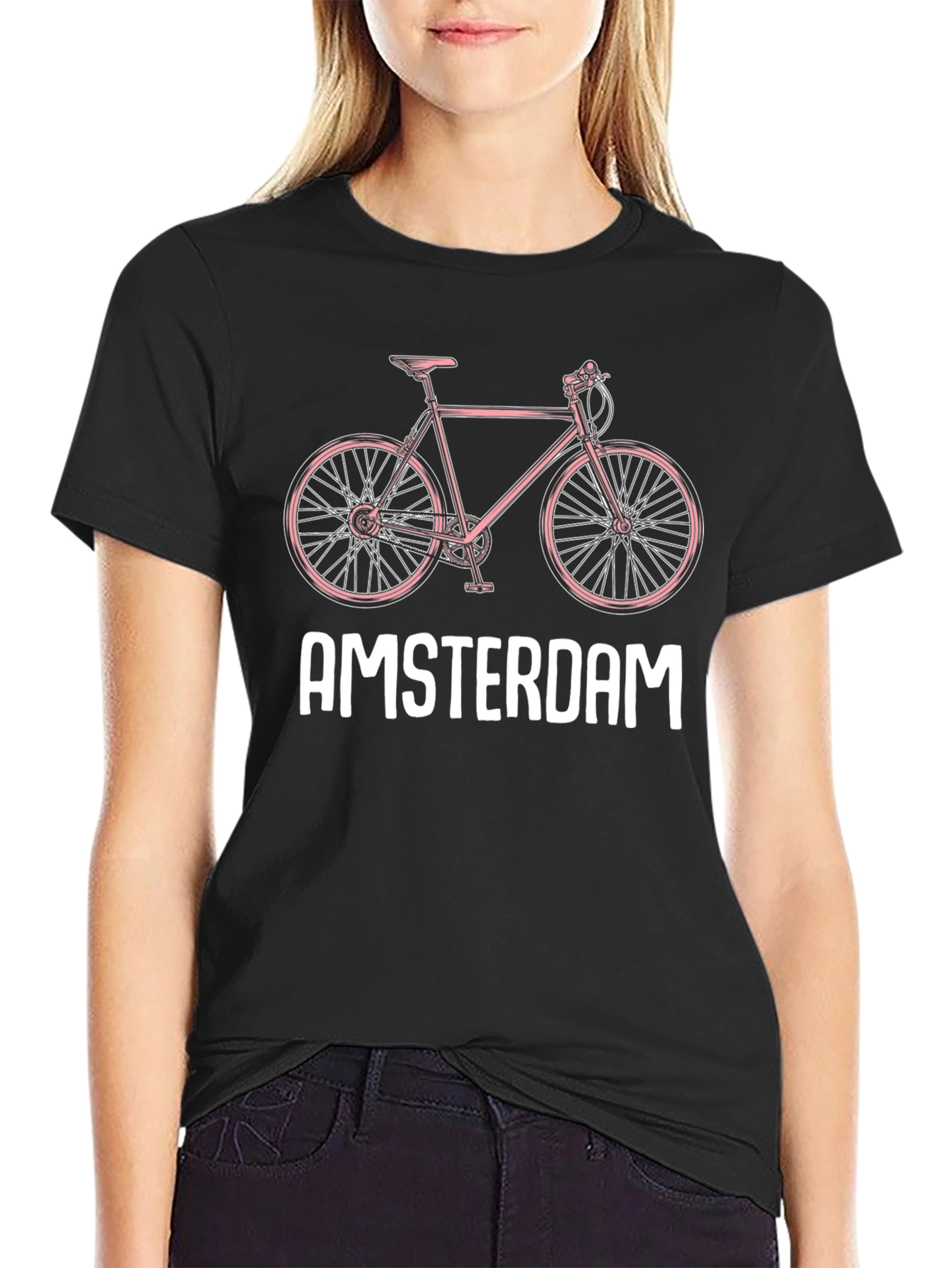 Amsterdam Bicycle T-Shirt - Black Tee