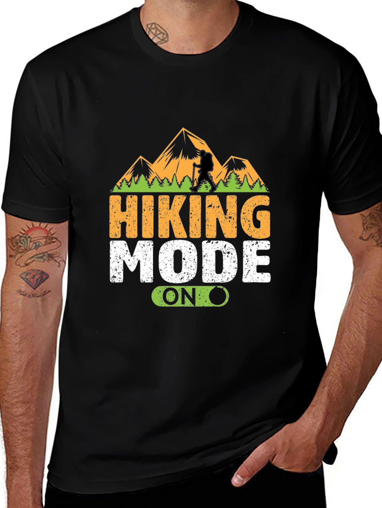Hiking Mode On Black T-Shirt