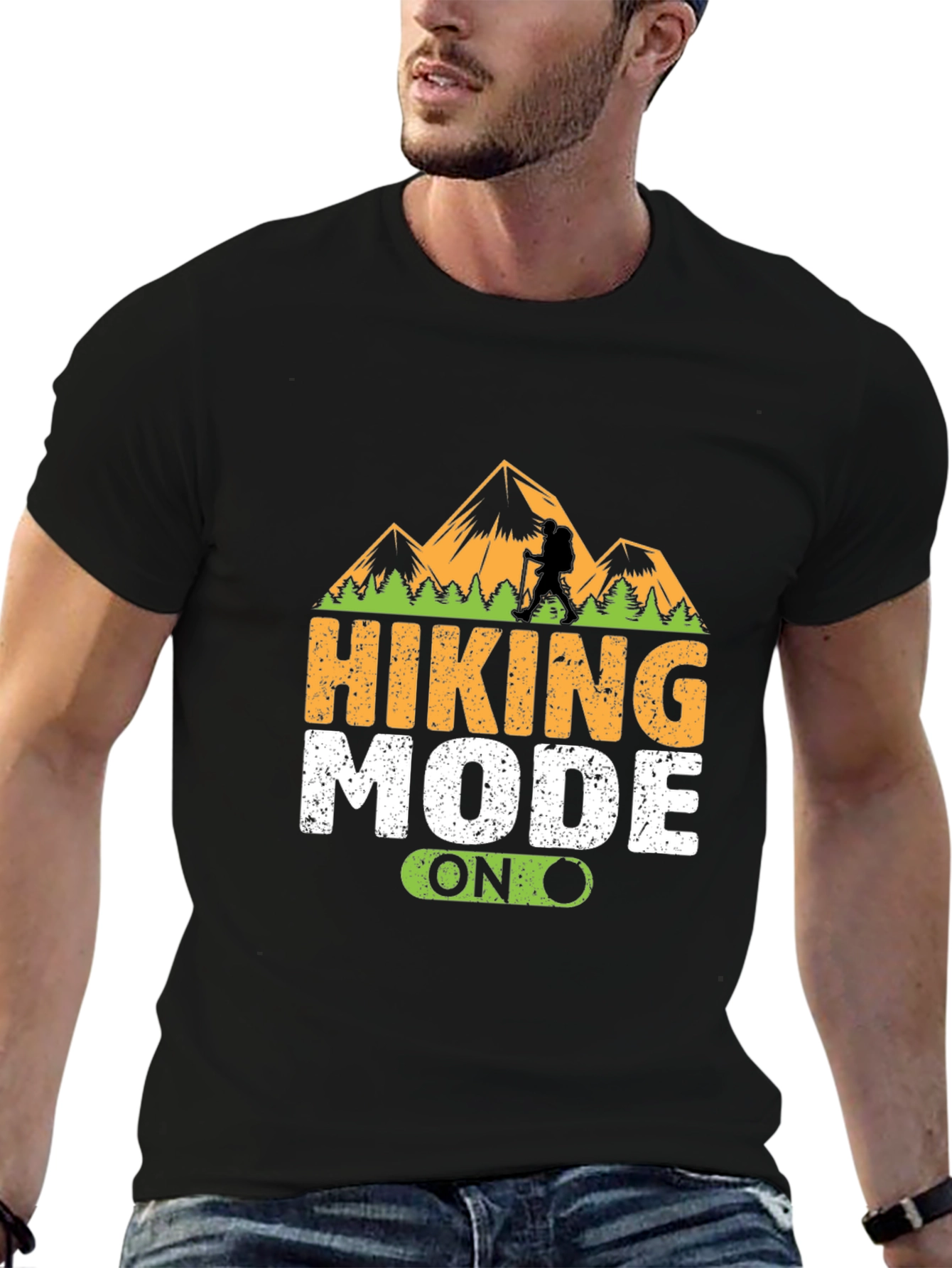 Hiking Mode On Black T-Shirt