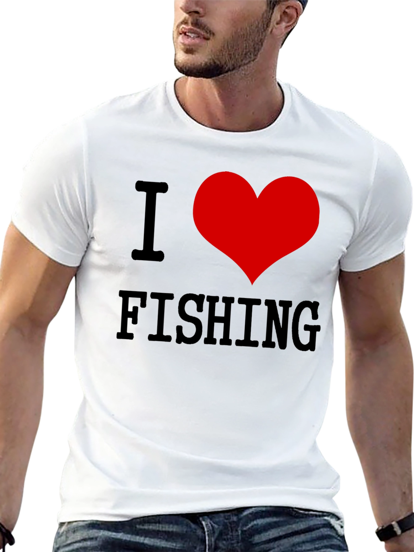 I Love Fishing T-Shirt - Black Cotton