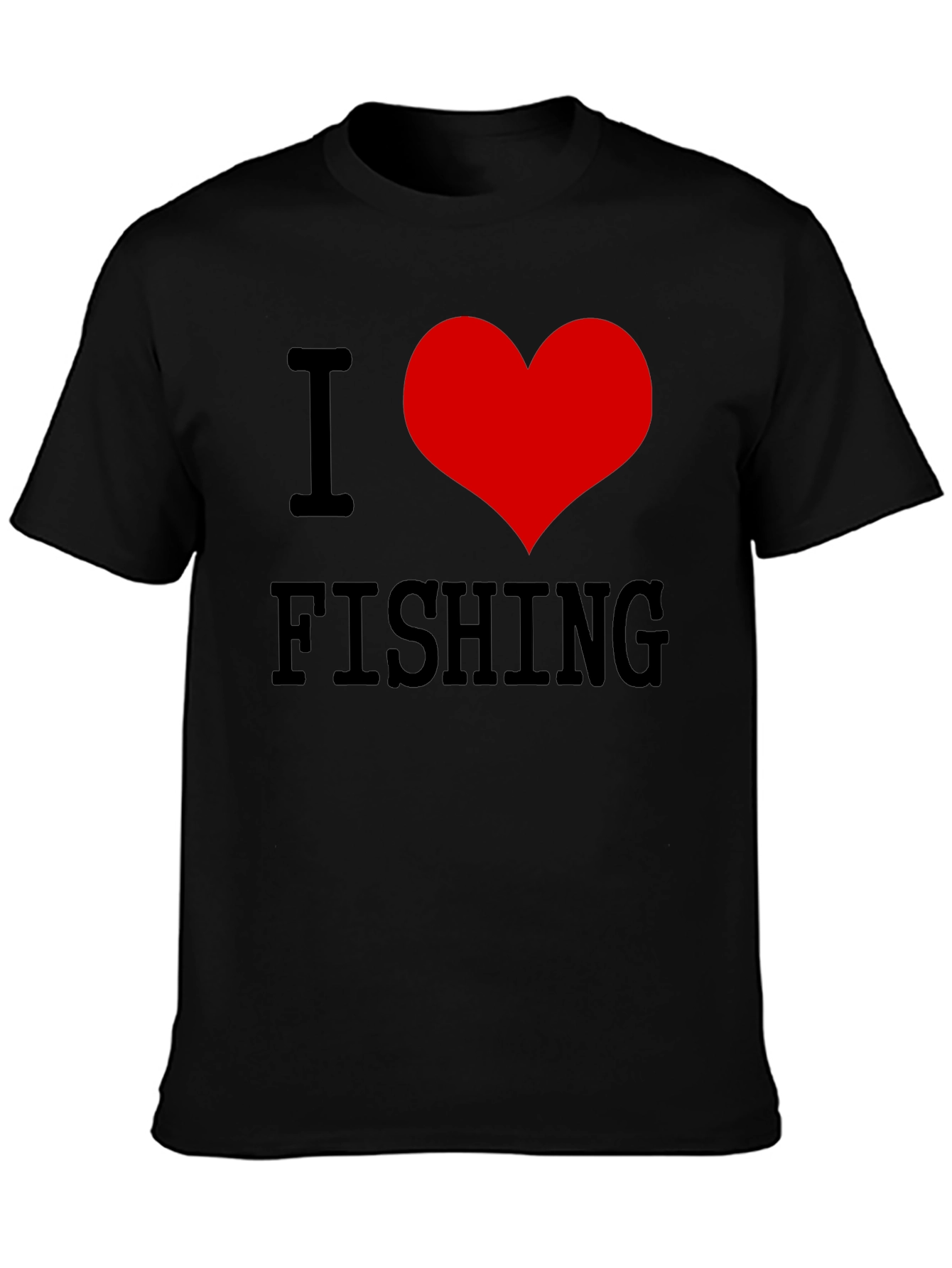 I Love Fishing T-Shirt - Black Cotton